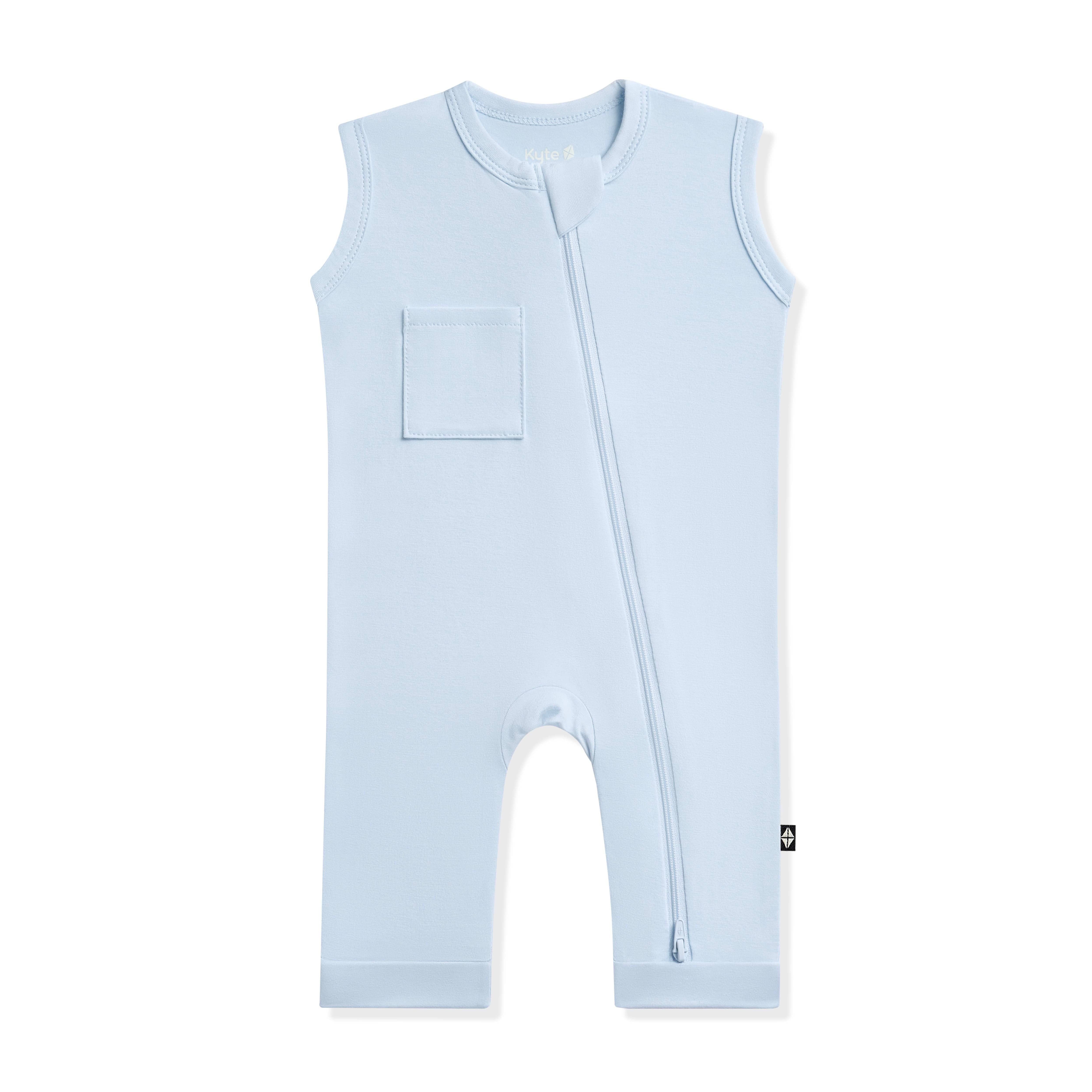 Product photo of the Zippered Sleeveless Romper in Breeze