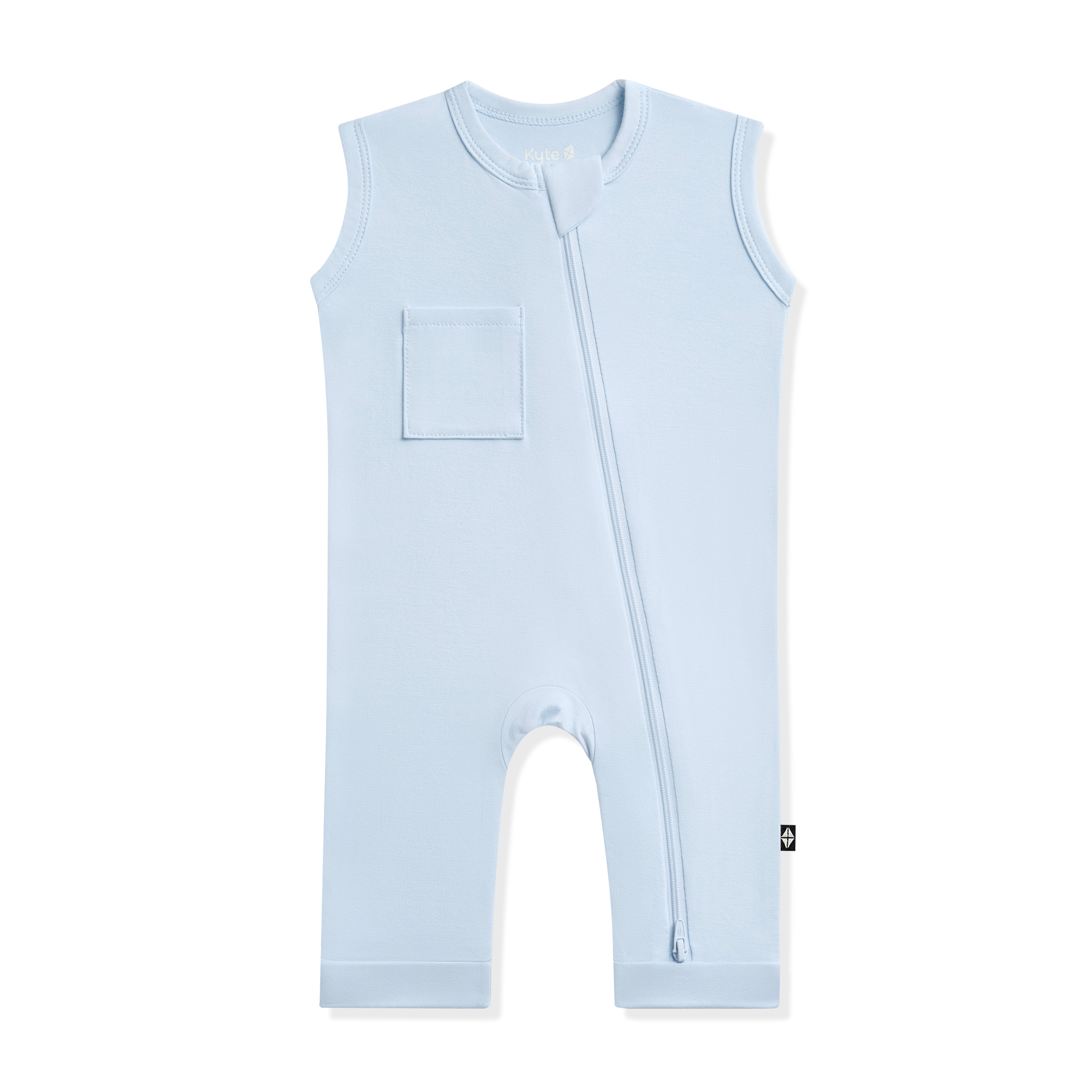 Product photo of the Zippered Sleeveless Romper in Breeze