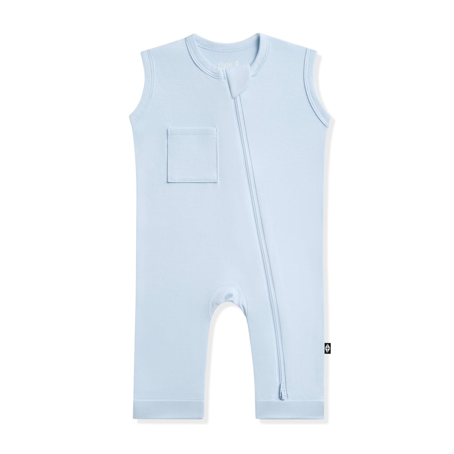 Product photo of the Zippered Sleeveless Romper in Breeze