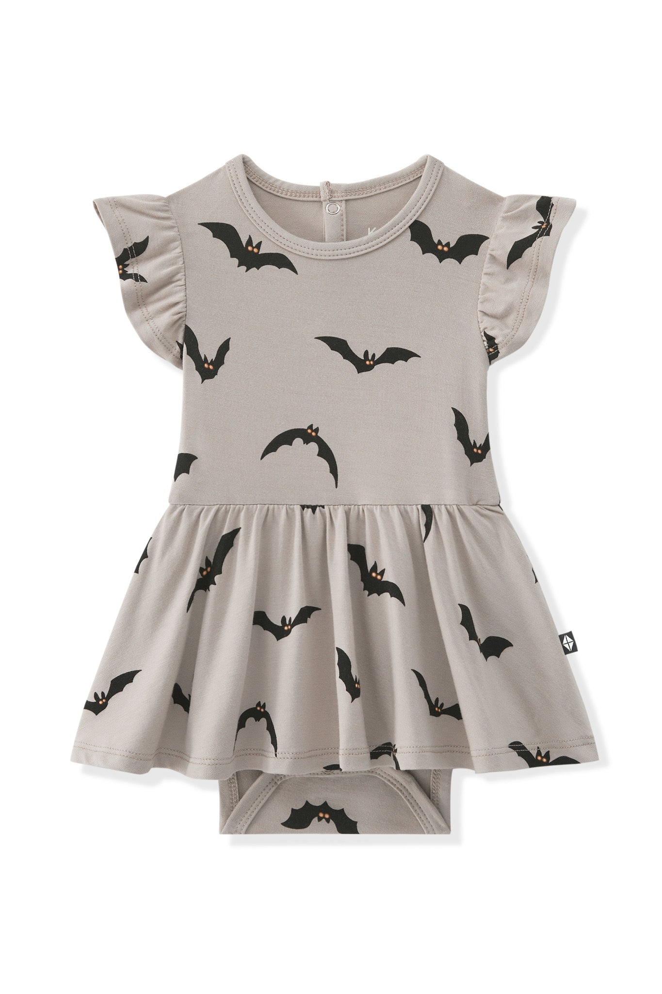 Twirl Bodysuit Dress in Bats print on a white background