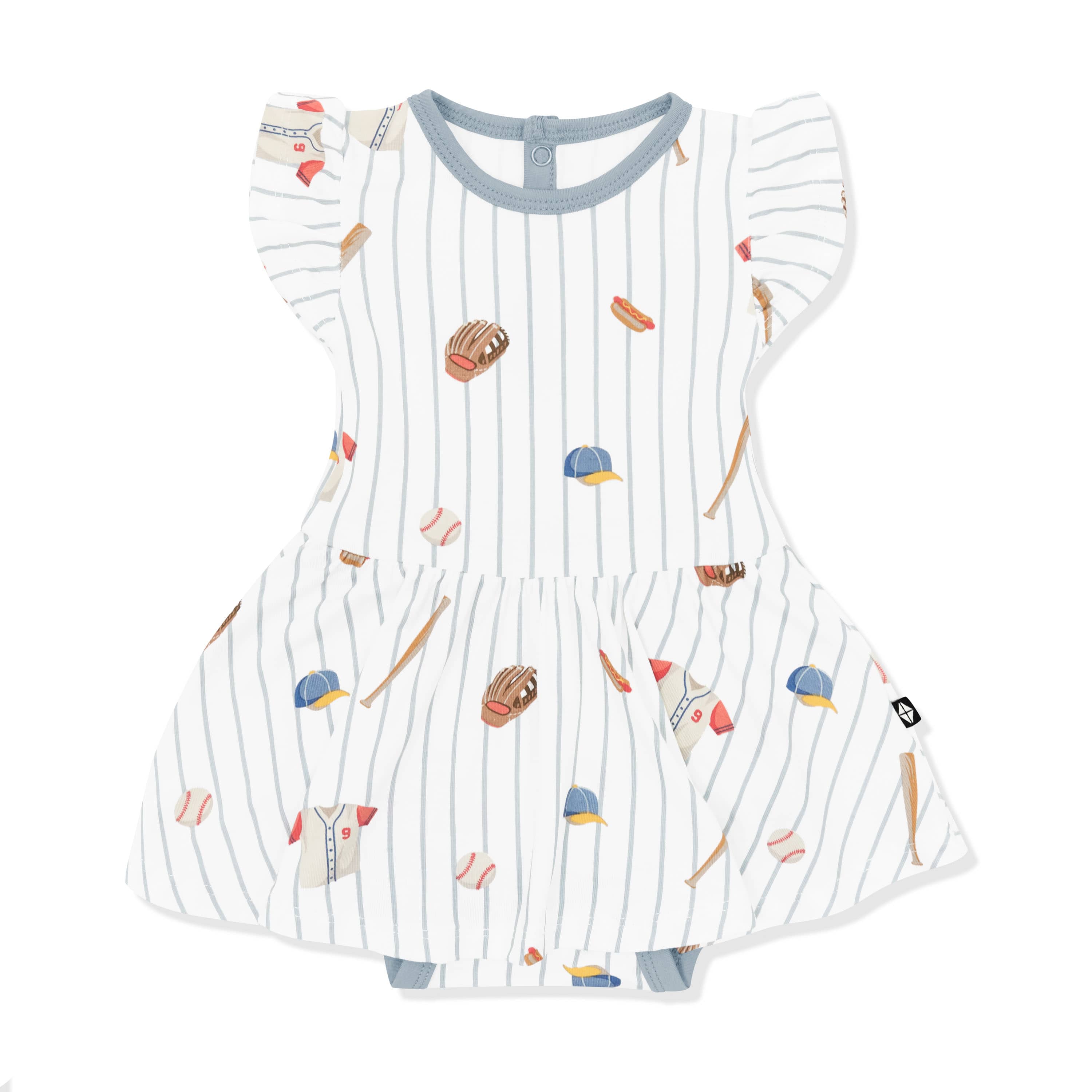 Twirl Bodysuit Dress in Home Run on a white surface