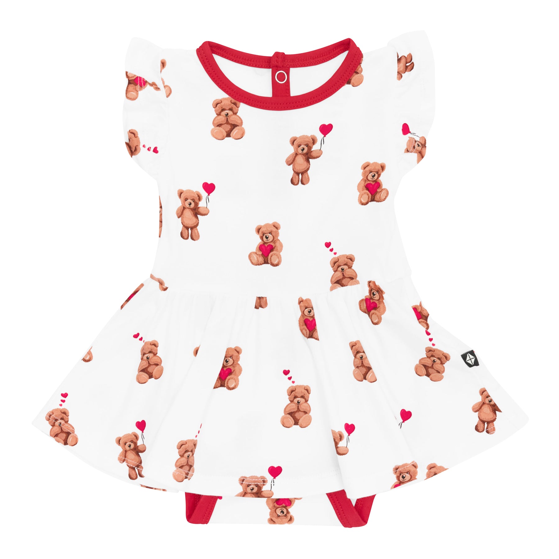 Product photo of the Twirl Bodysuit Dress in Bear Hearts