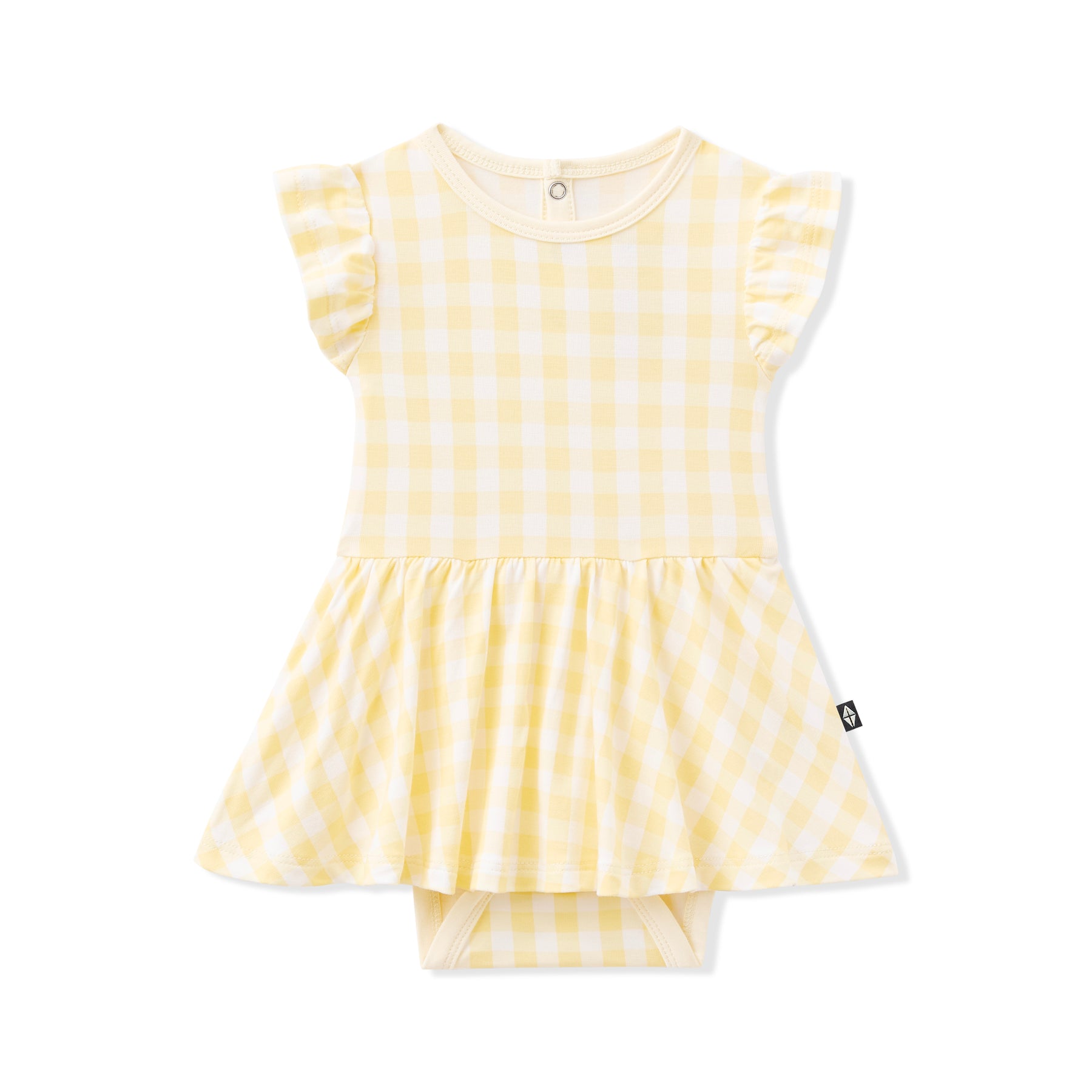 Product photo of the Twirl Bodysuit Dress in Gingham Chamomile