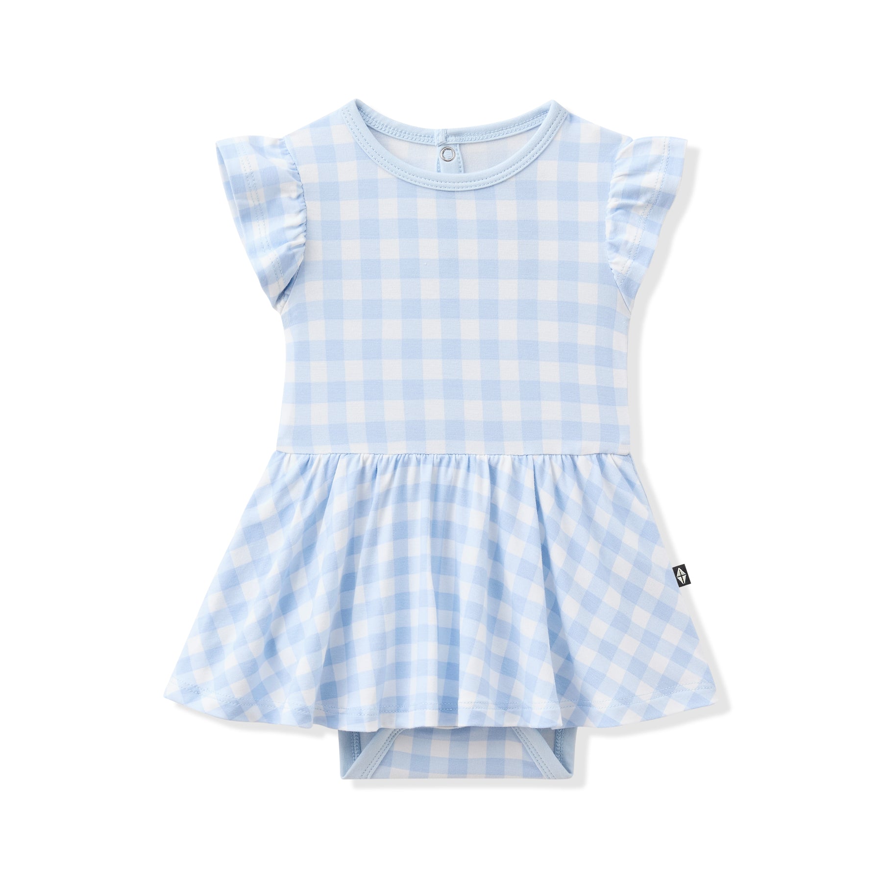 Product photo of the Twirl Bodysuit Dress in Gingham Breeze
