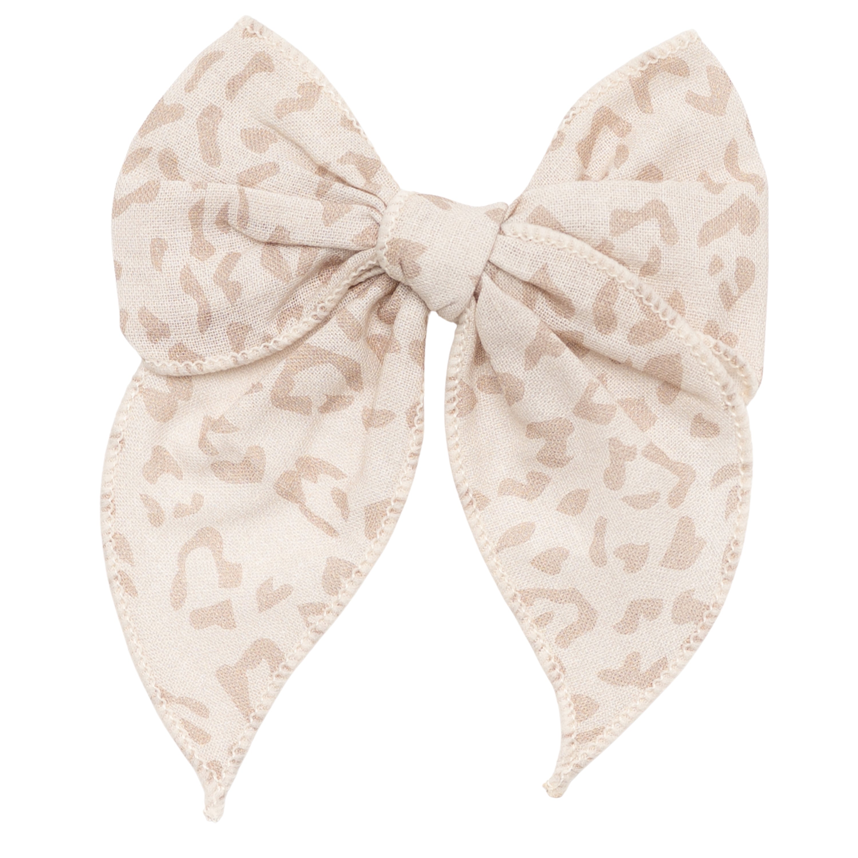 Linen Fable Bow in Oat Leopard