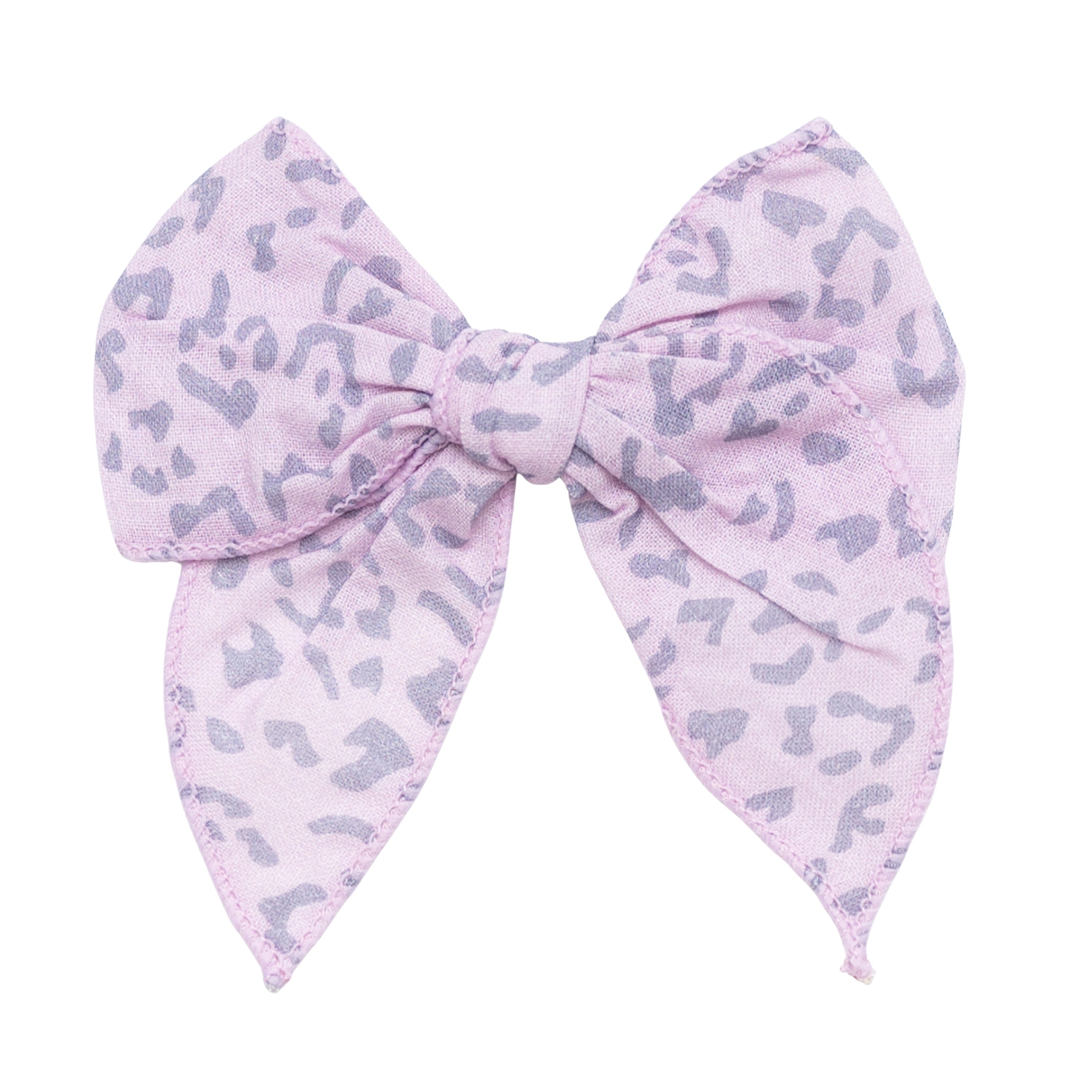 Linen Fable Bow in Taro Leopard