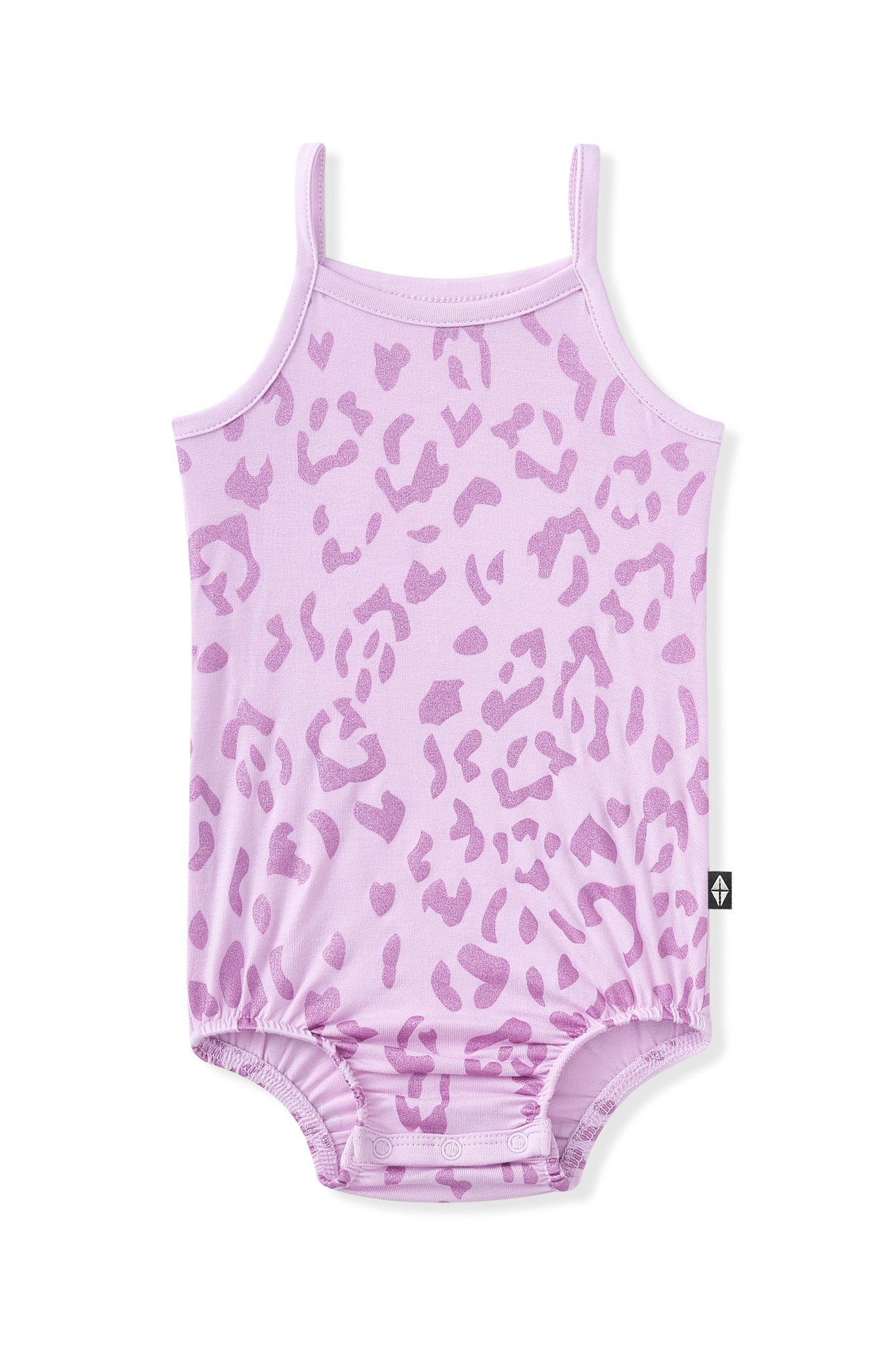 Spaghetti Strap Leotard in Thistle Leopard print on white background