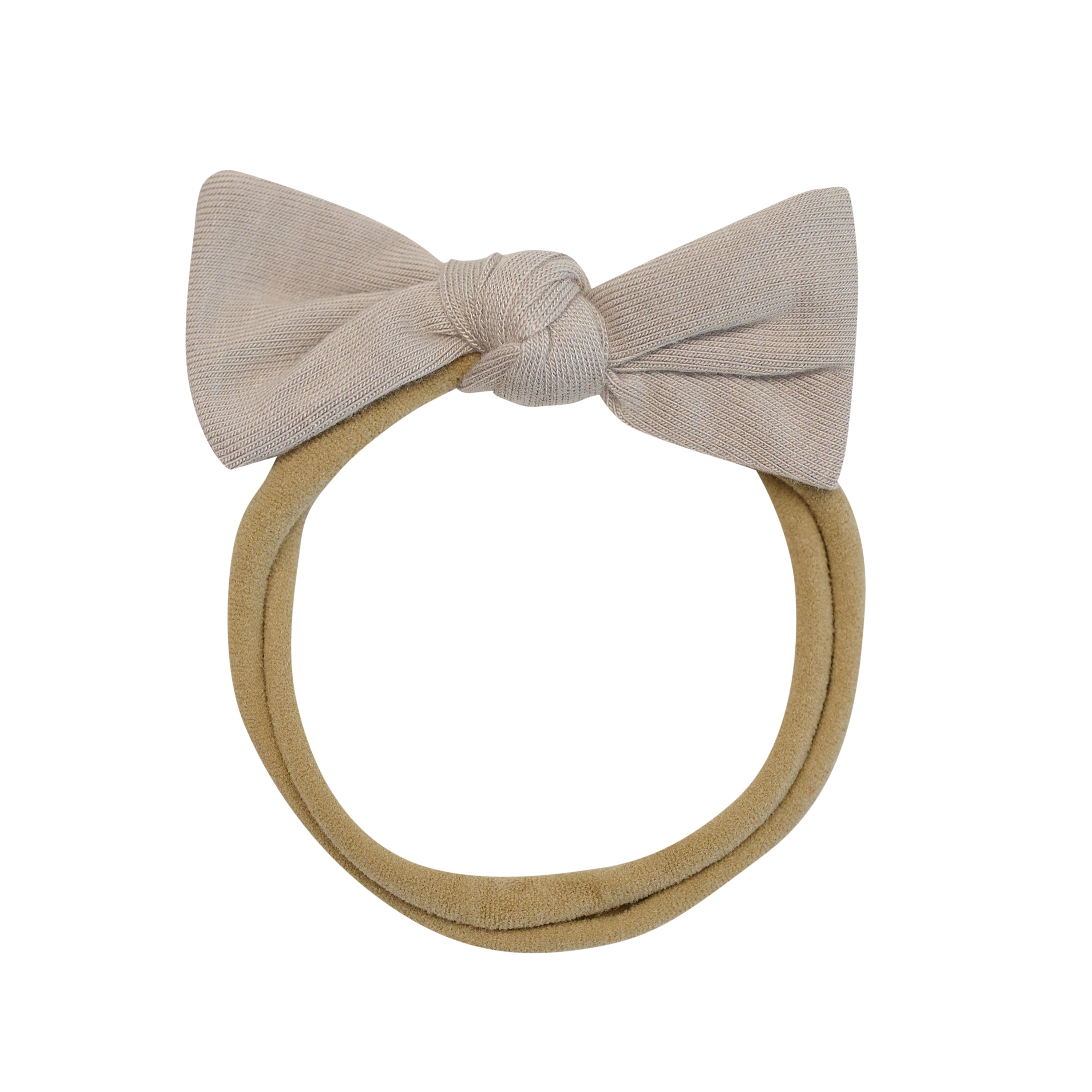 Tiny Nylon Bow in Almond