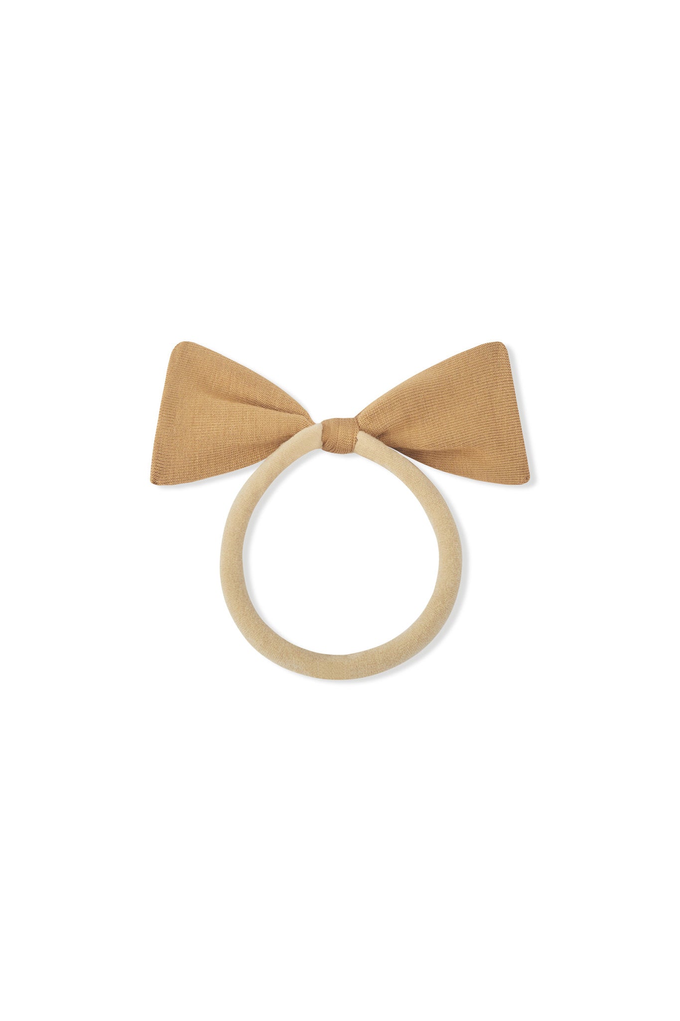 Tiny Nylon Bow in Ochre color on a white background
