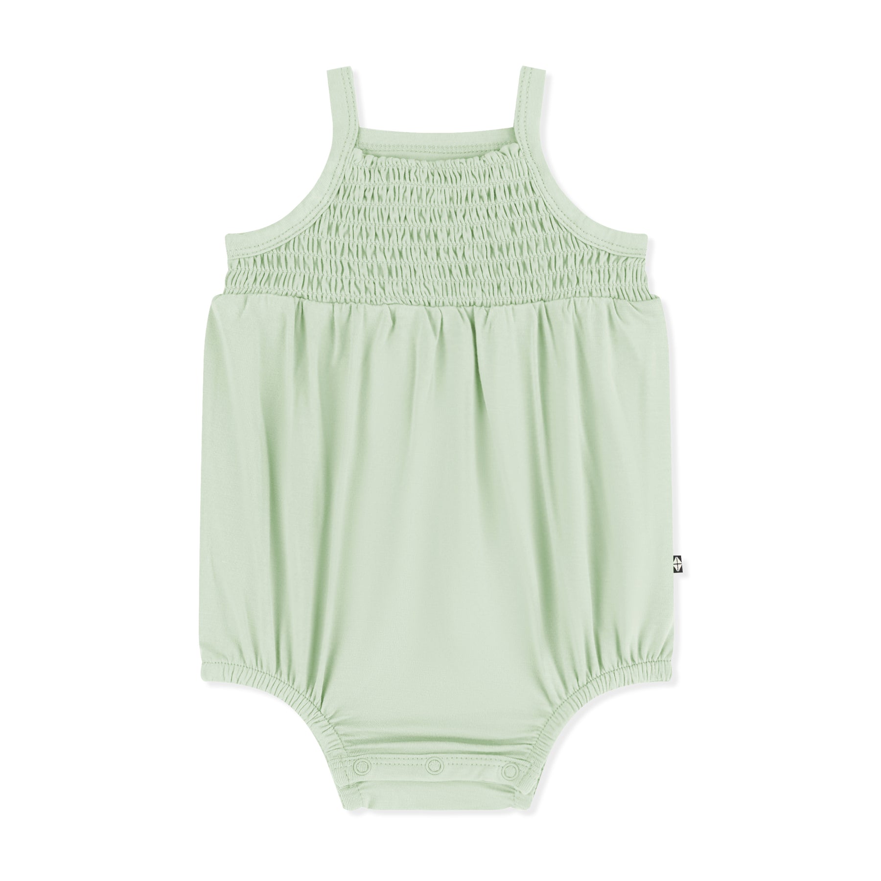 Product photo of the Smocked Bubble Romper in Basil
