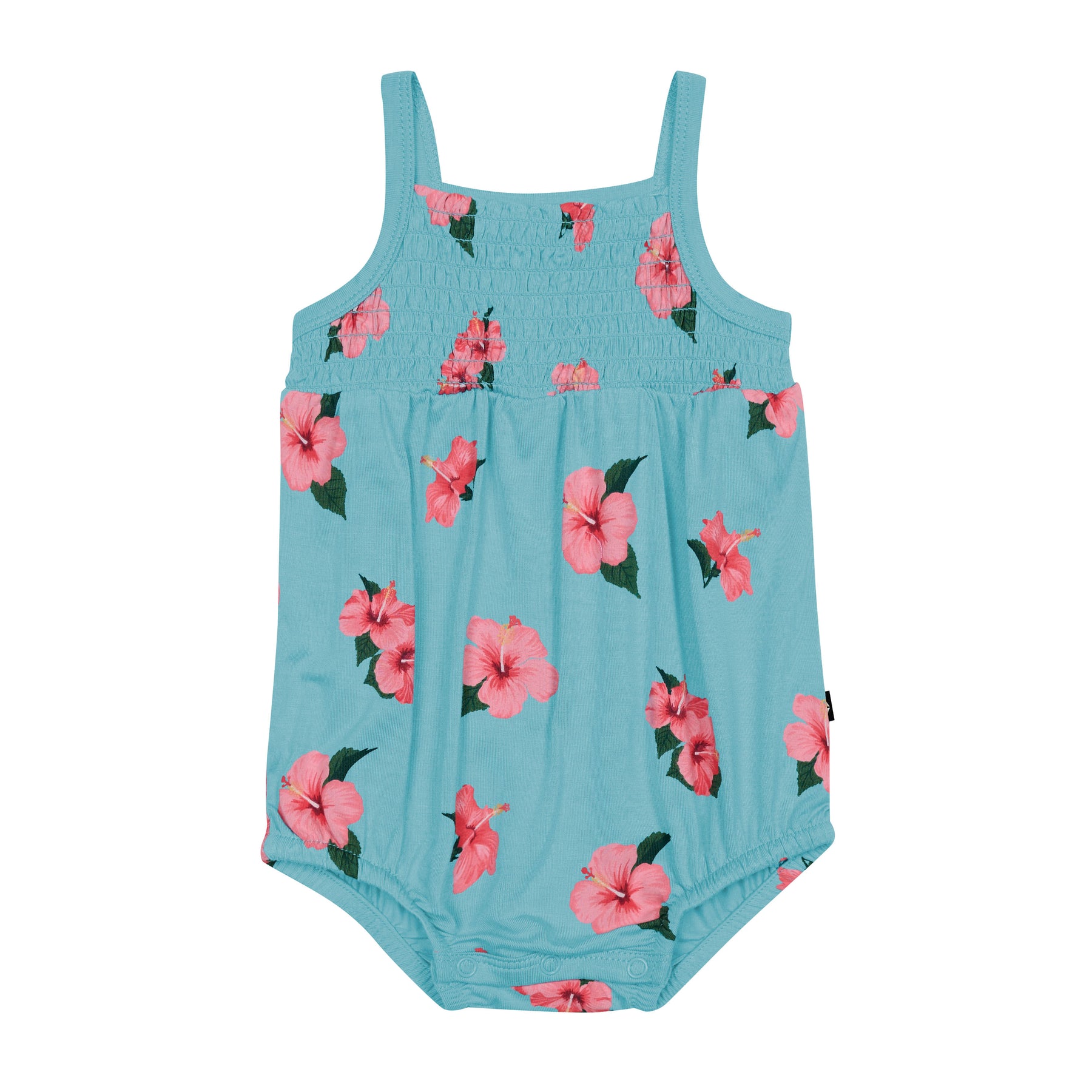 Smocked Bubble Romper in Hibiscus