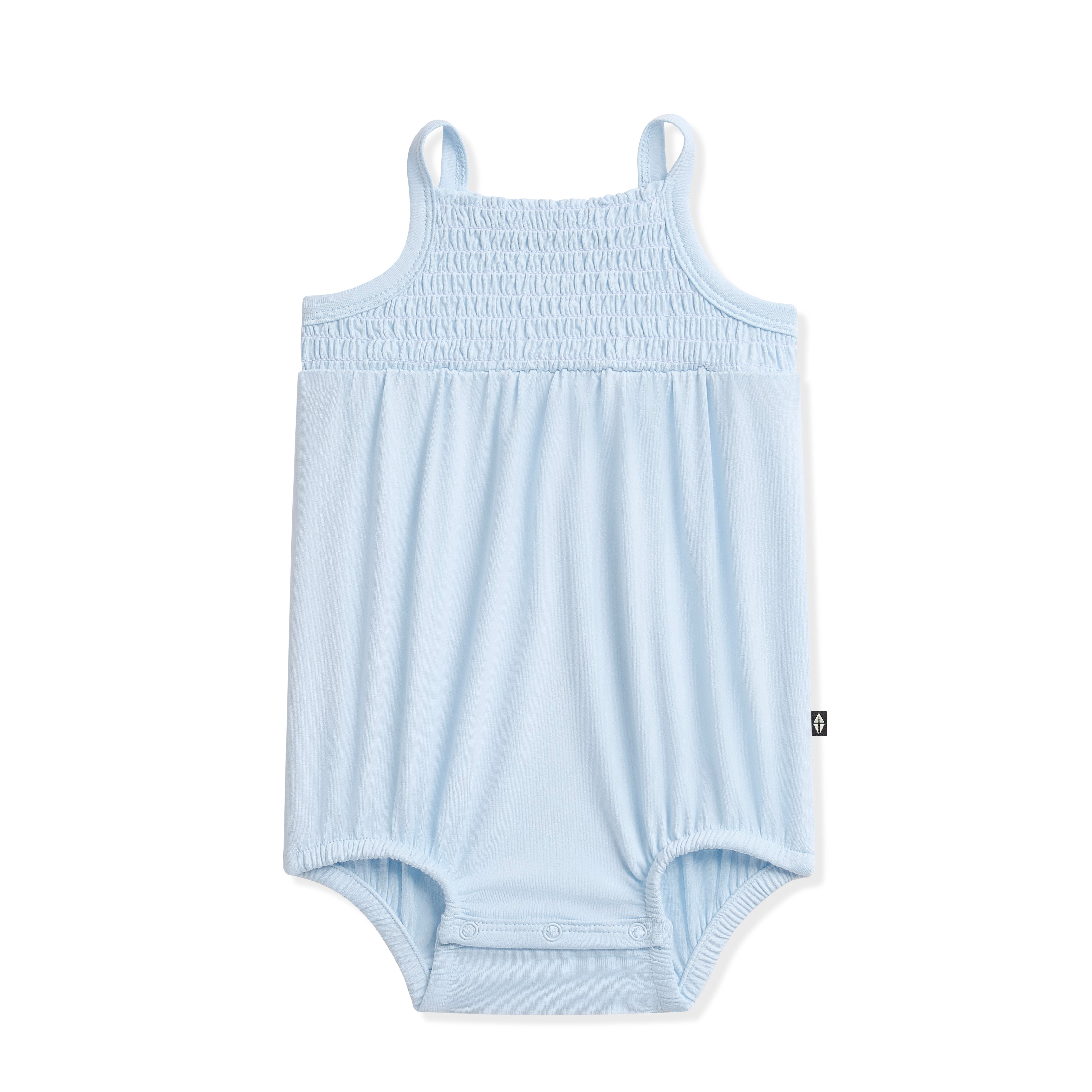Product photo of the Smocked Bubble Romper in Breeze
