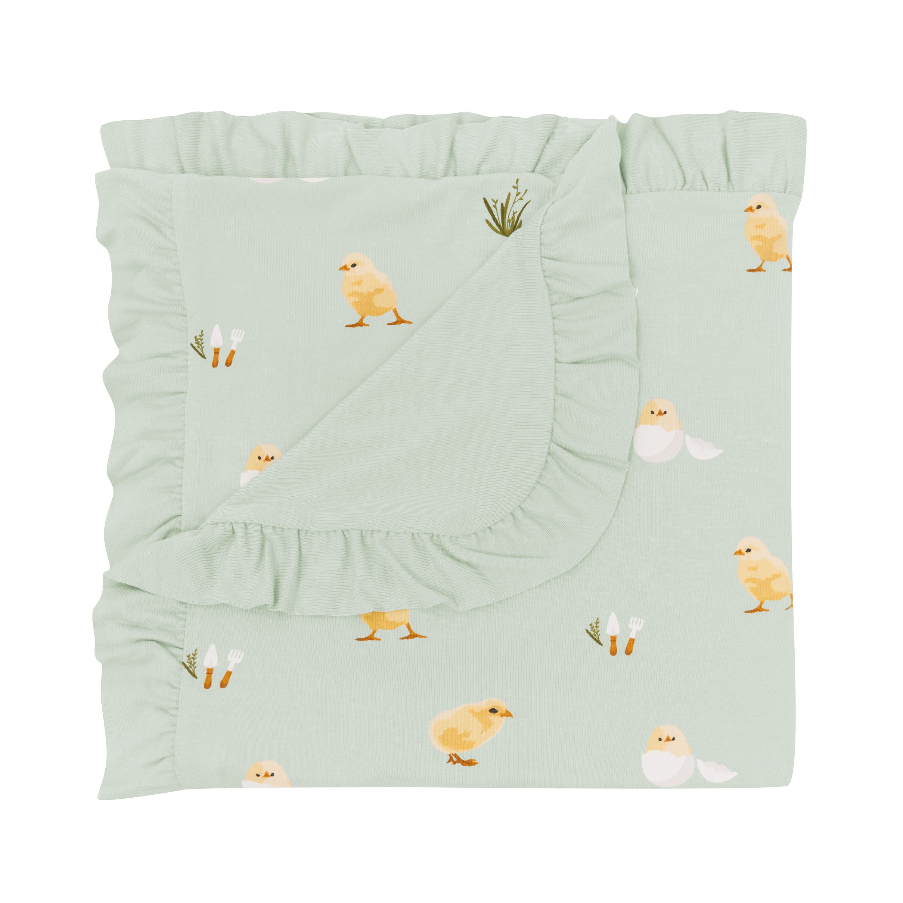 Ruffle Baby Blanket in Aloe Chick 0.5