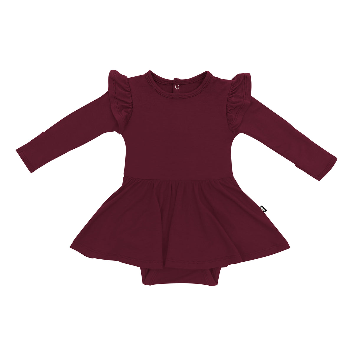 Product photo of the Long Sleeve Twirl Bodysuit Dress in Burgundy