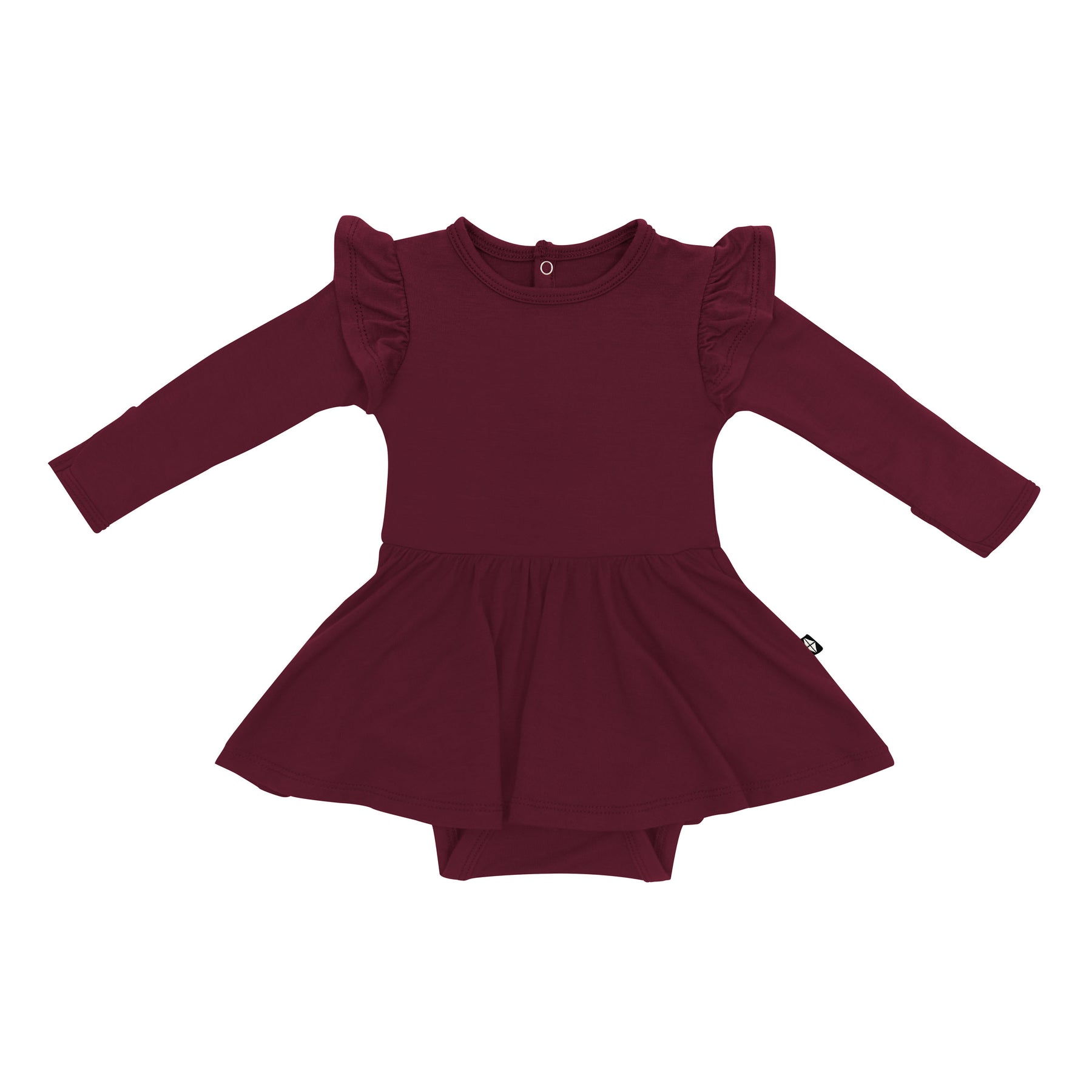 Product photo of the Long Sleeve Twirl Bodysuit Dress in Burgundy