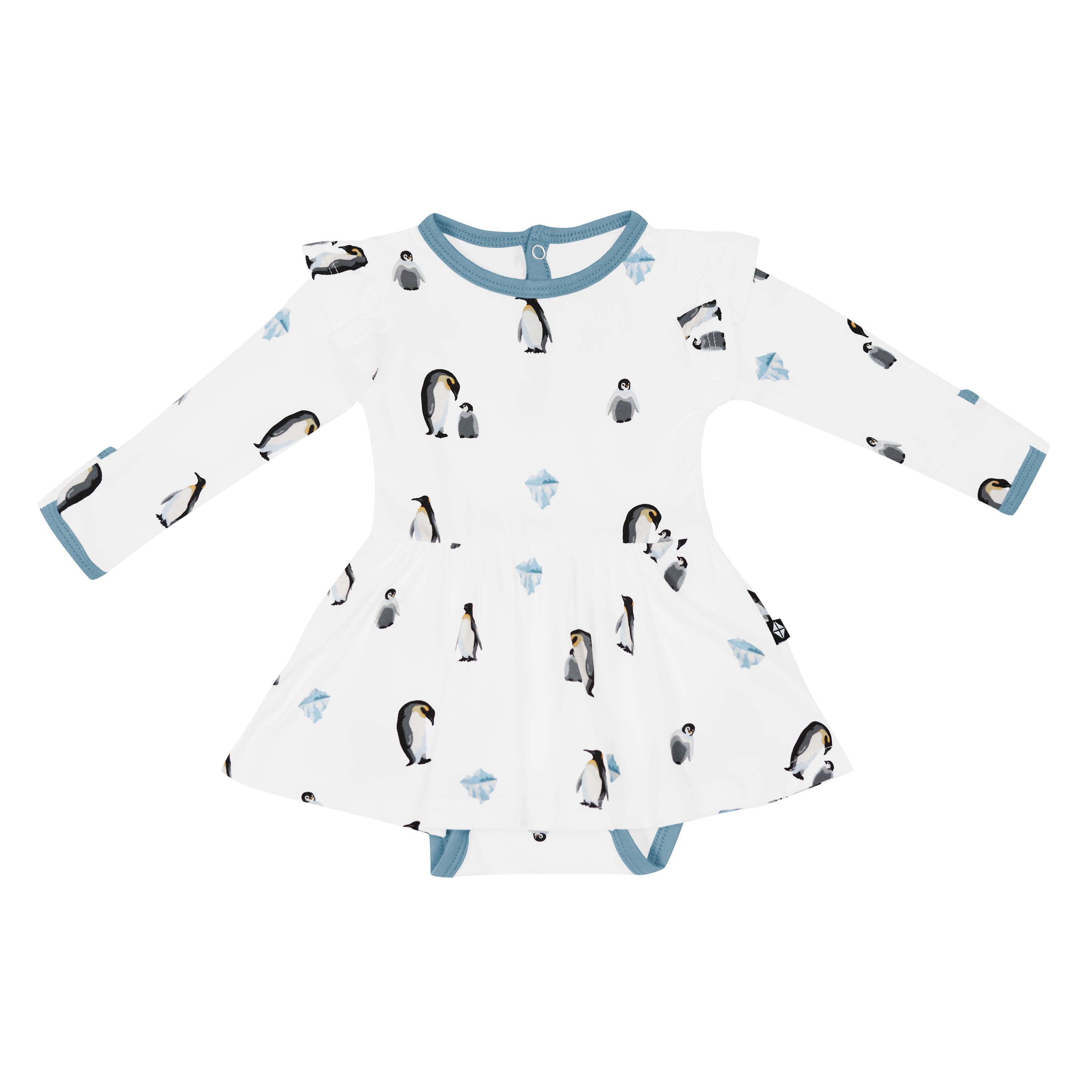 Long Sleeve Twirl Bodysuit Dress in Penguin