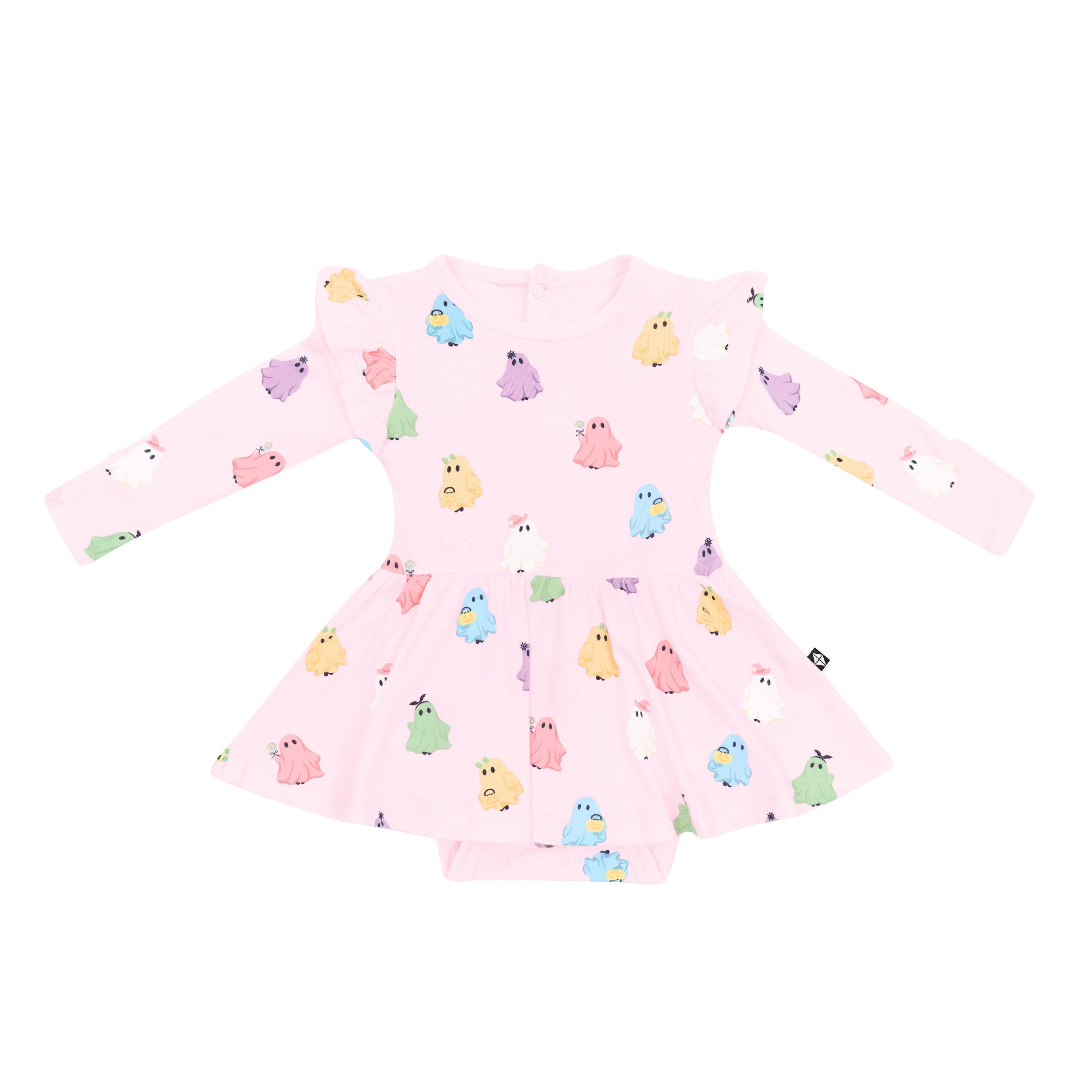 Product photo of the Long Sleeve Twirl Bodysuit Dress in Pastel Ghost