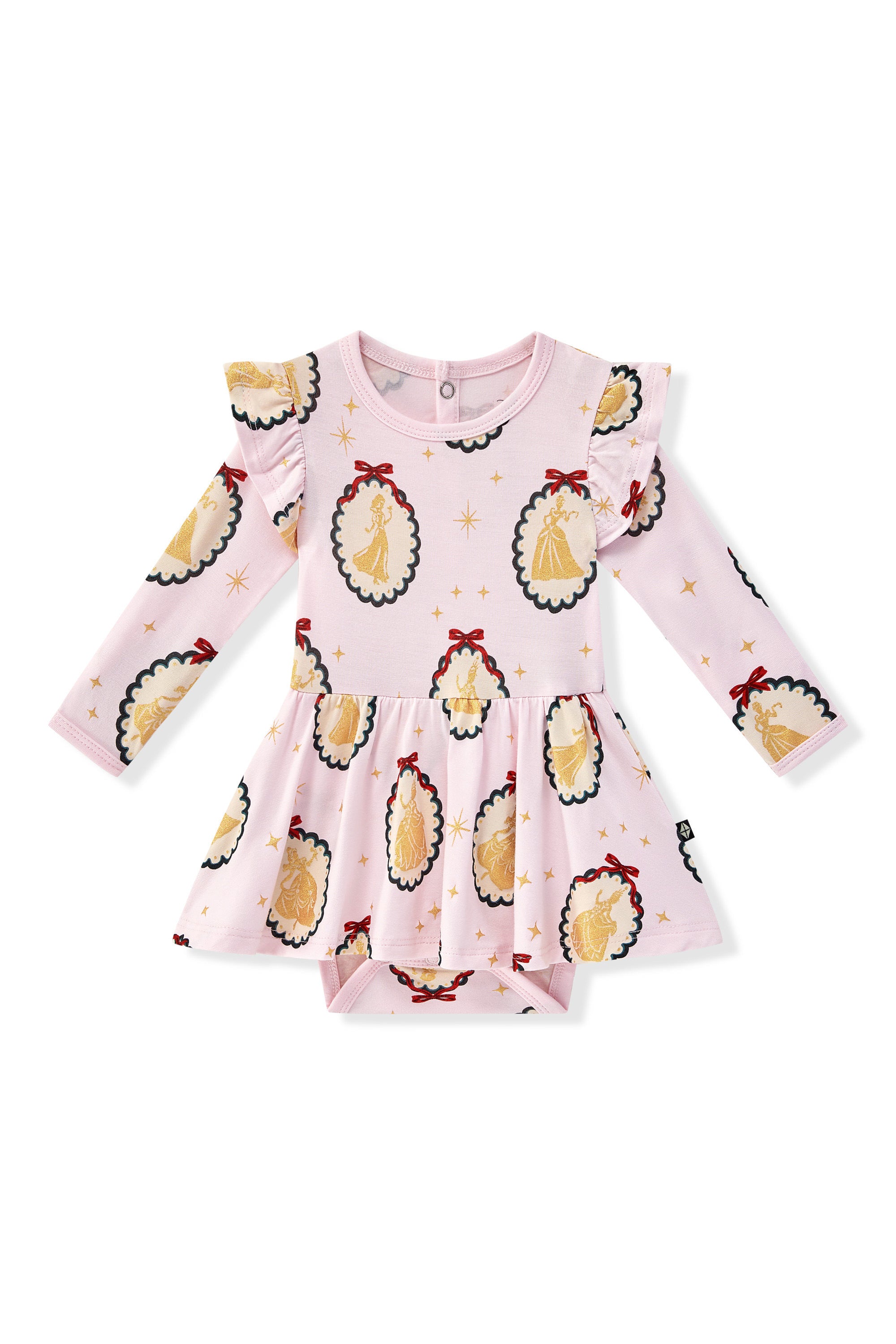 Long Sleeve Twirl Dress in Princess Holiday Portraits print on a white background