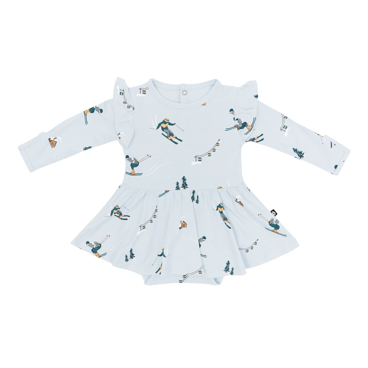 Product photo of the Long Sleeve Twirl Bodysuit Dress in Ski