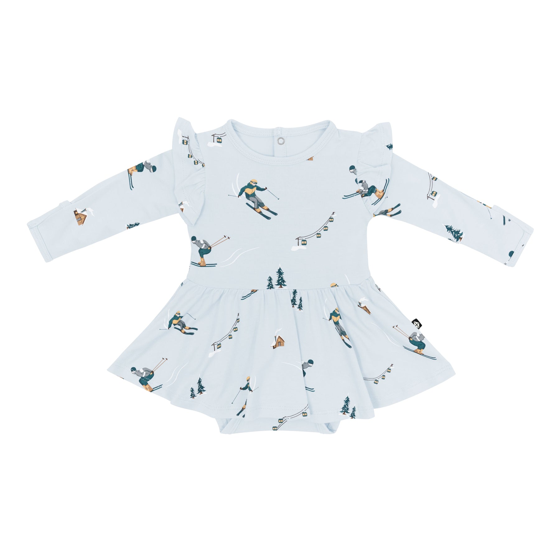 Product photo of the Long Sleeve Twirl Bodysuit Dress in Ski