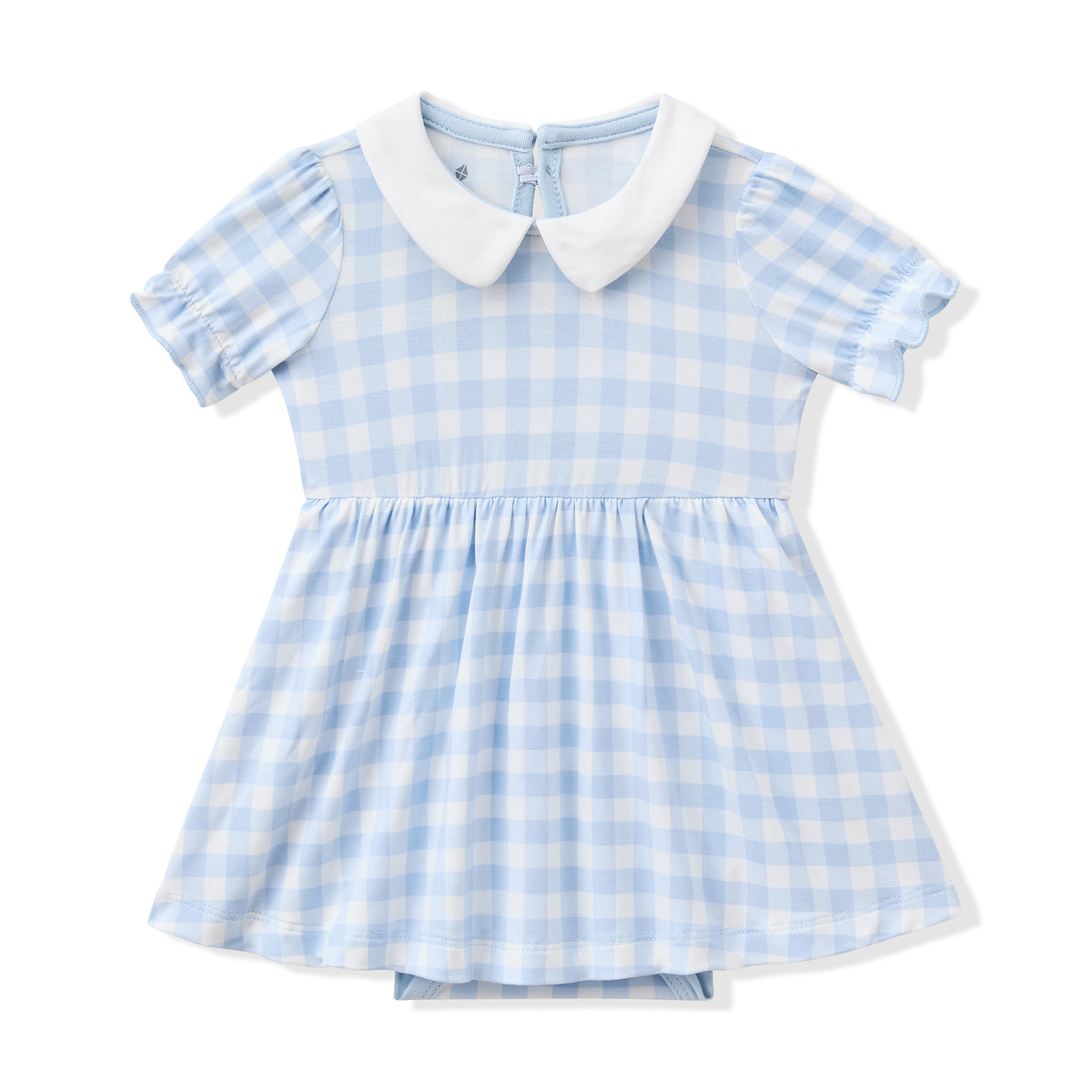 Product photo of the Peter Pan Collar Bodysuit Dress in Gingham Breeze