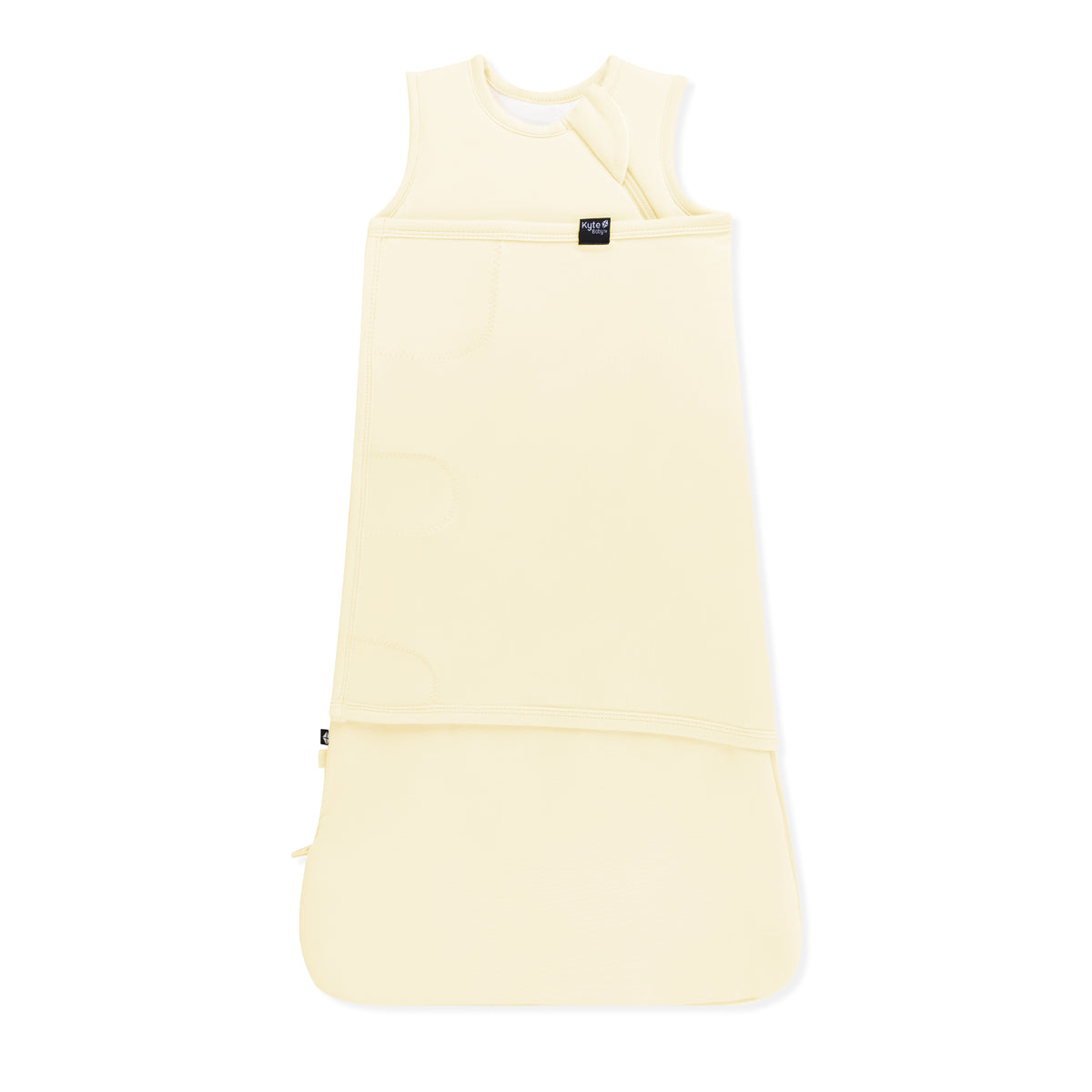 Sleep Bag Swaddler in Chamomile 1.0 shown swaddled on a white background