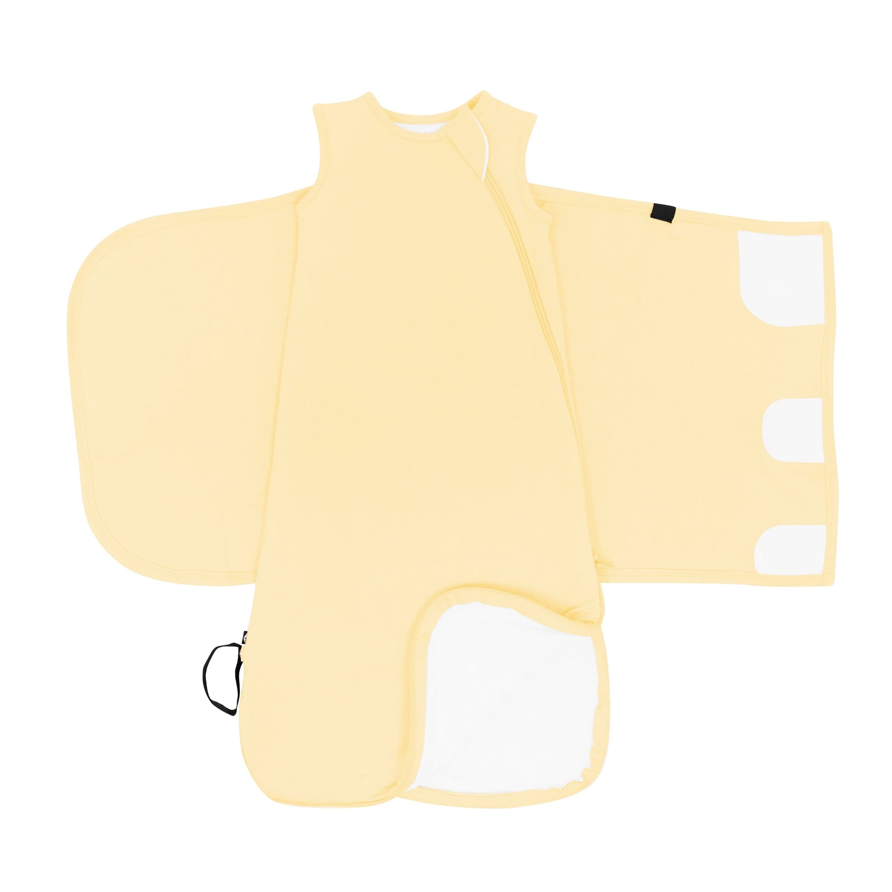 Kyte Baby Sleep Bag Swaddler in Lilikoi shown unswaddled and bottom unzipped