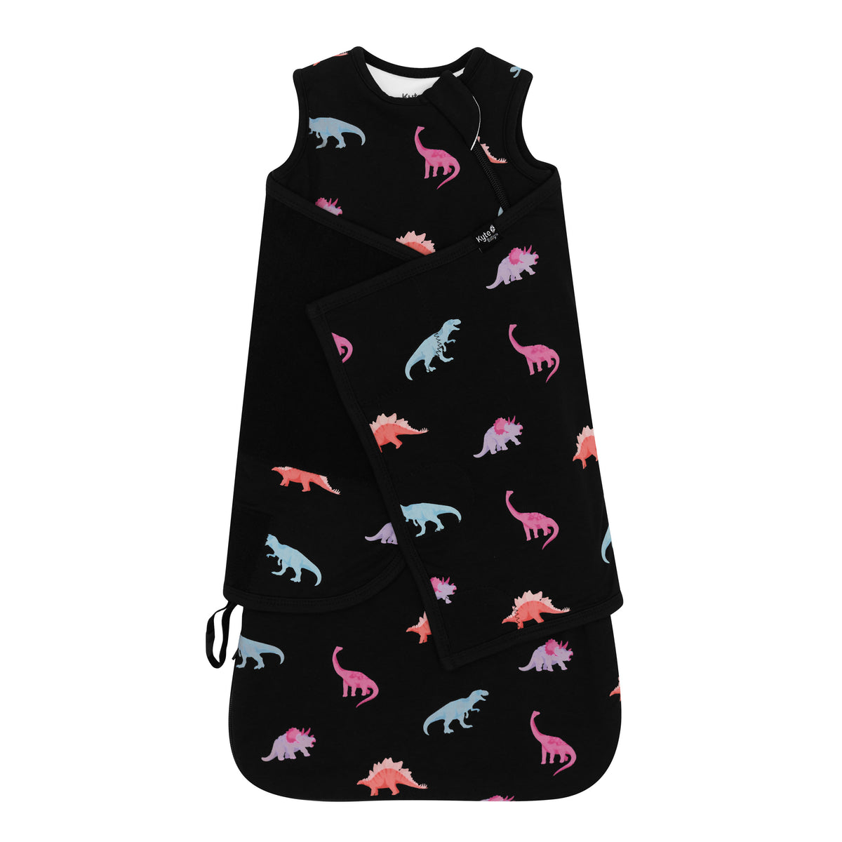 Sleep Bag Swaddler in Midnight Roar 1.0 shown swaddled