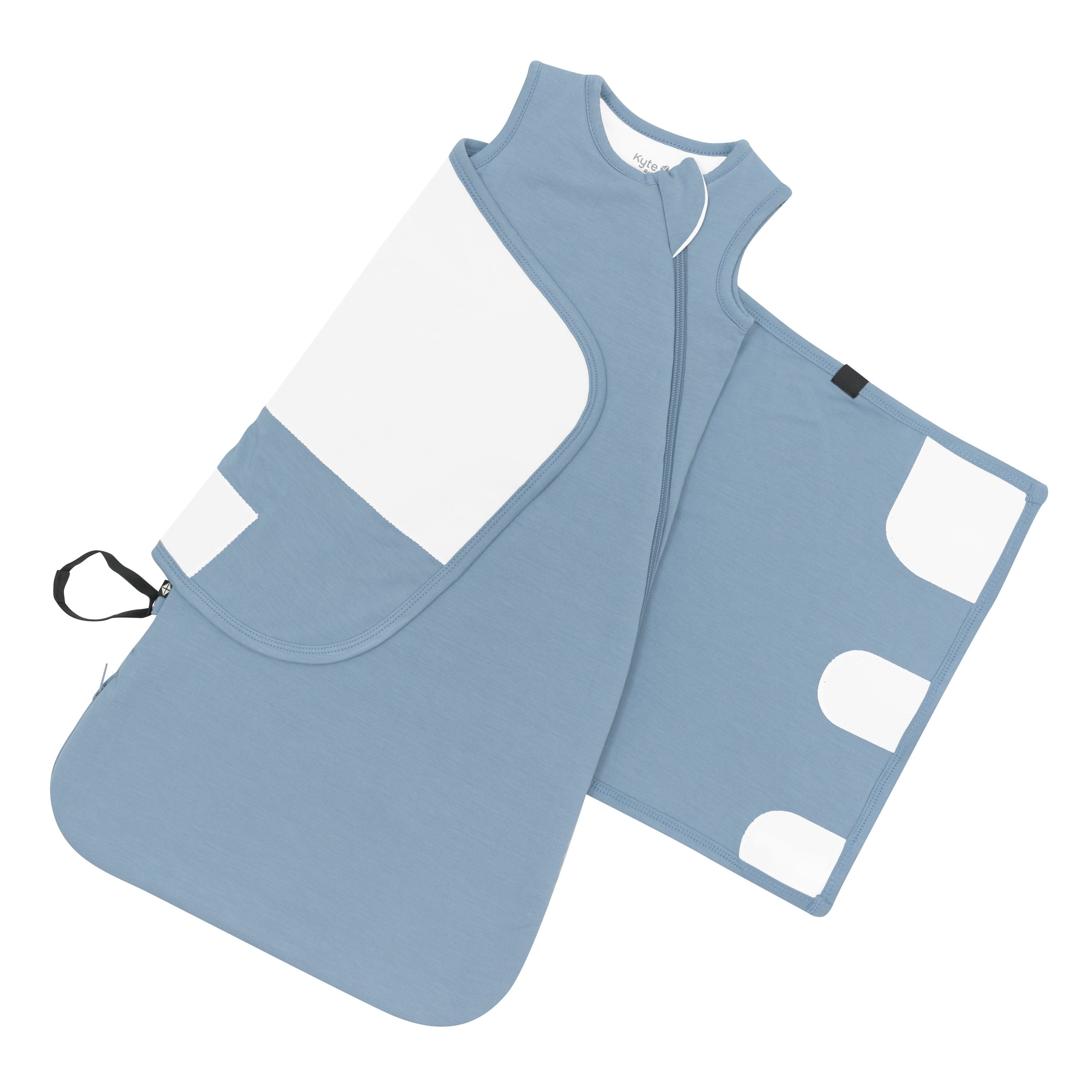 The adjustable velcro swaddle wrap shown on the Sleep Bag Swaddler in Slate 1.0