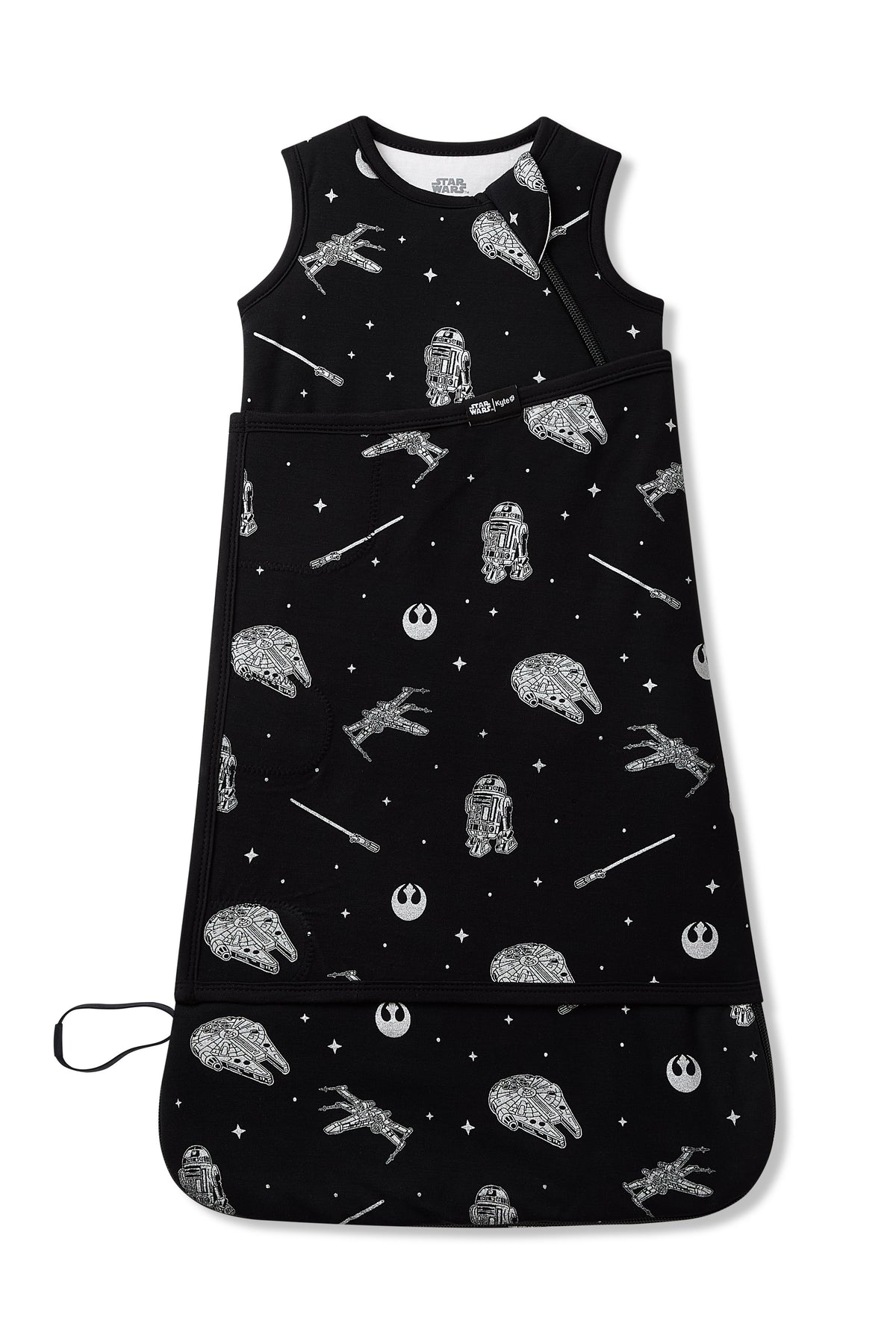 Sleep Bag Swaddler in STAR WARS™ 1.0 shown swaddled on a white surface