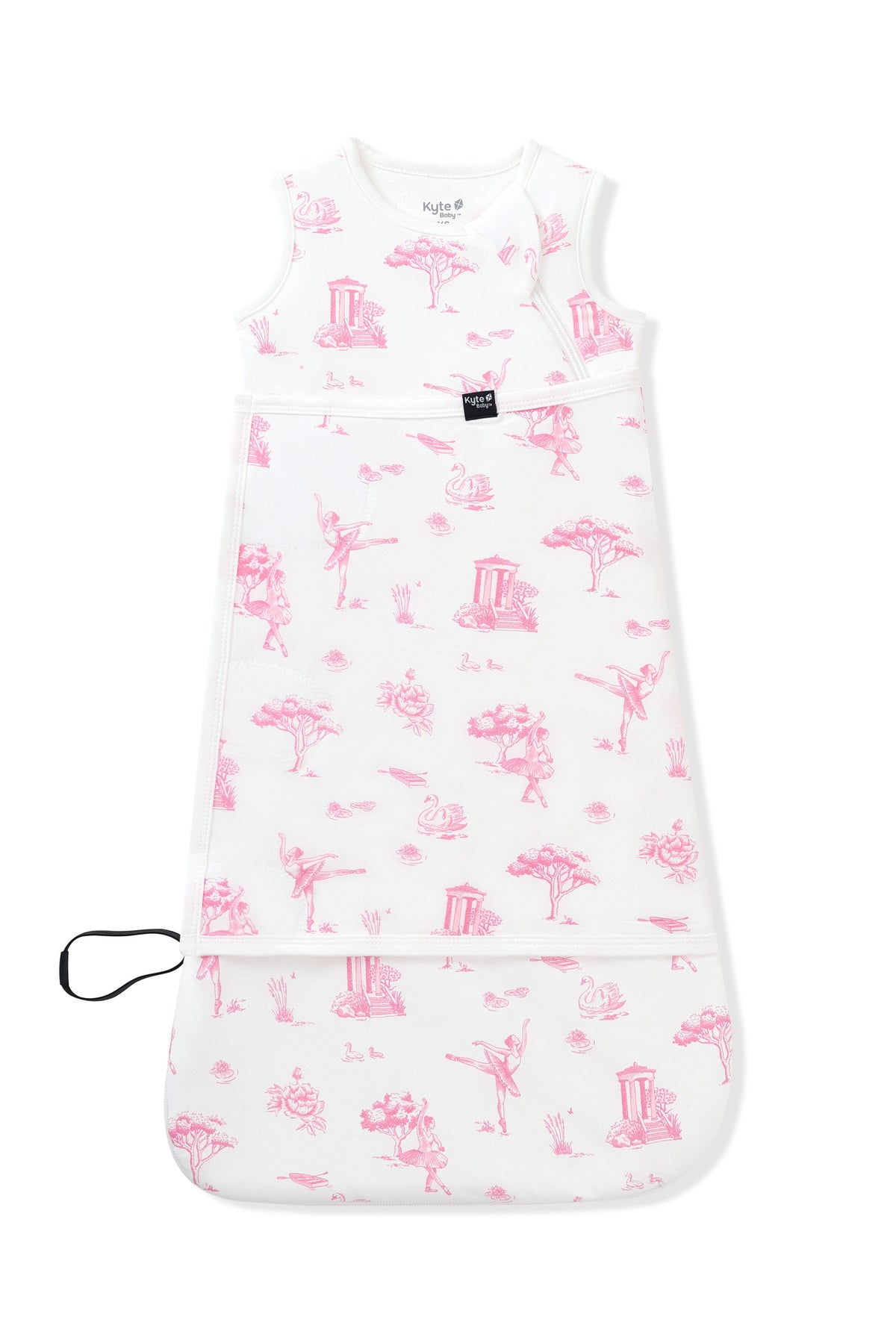 Sleep Bag Swaddler in Toile Ballet 1.0 shown swaddled