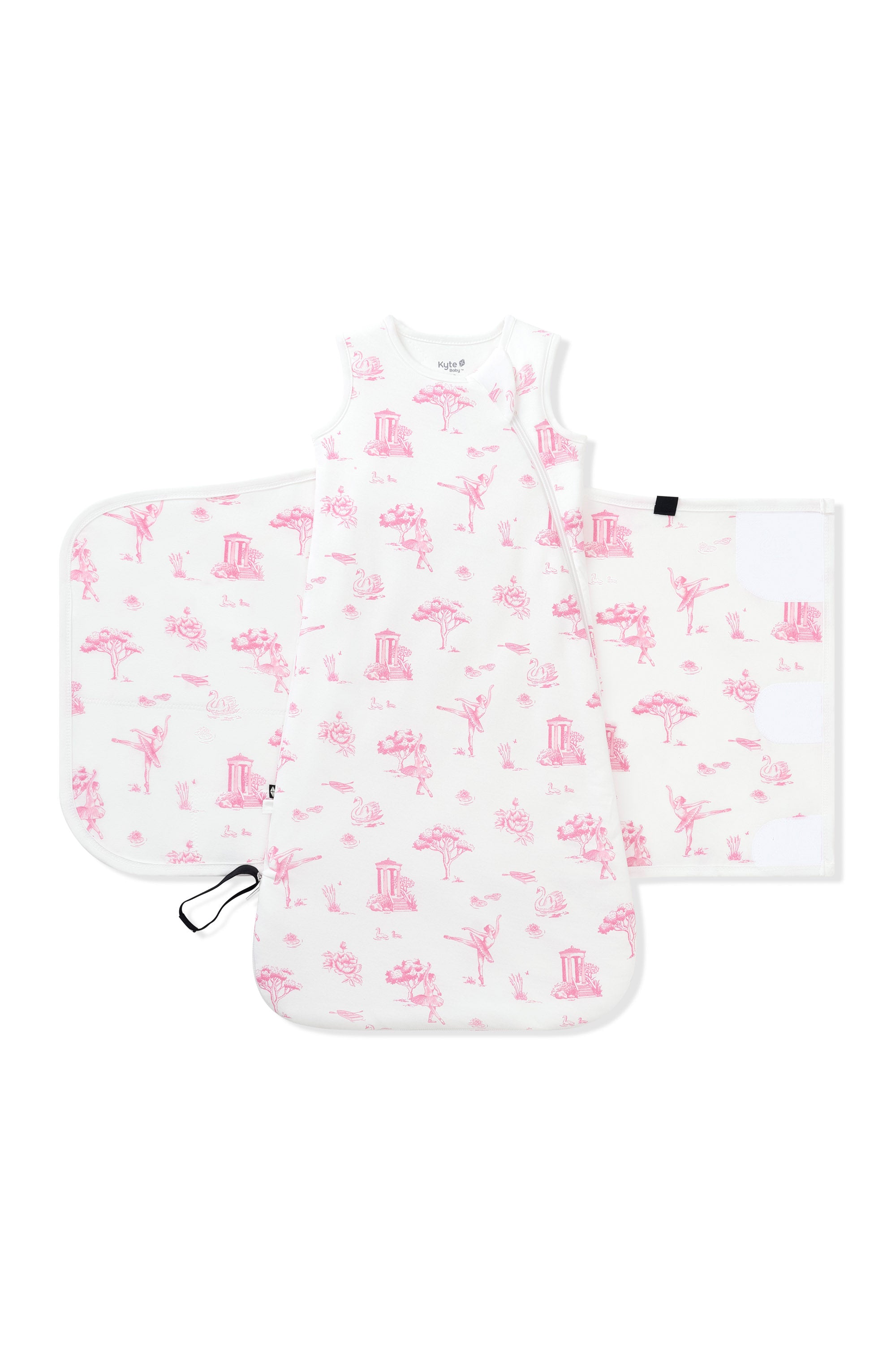 Sleep Bag Swaddler in Toile Ballet 1.0 shown unswaddled