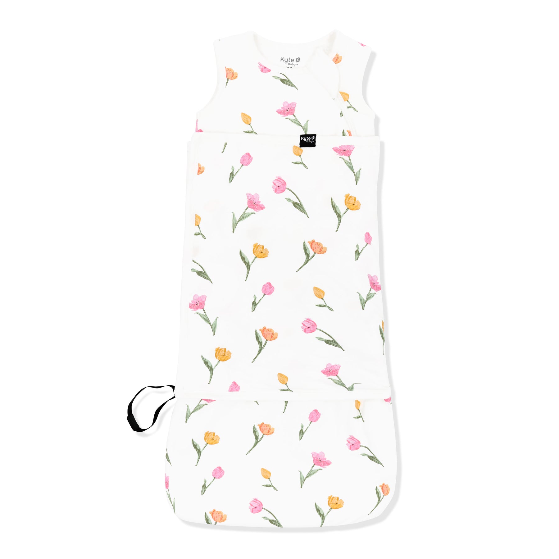Sleep Bag Swaddler in Tulip 1.0 shown swaddled