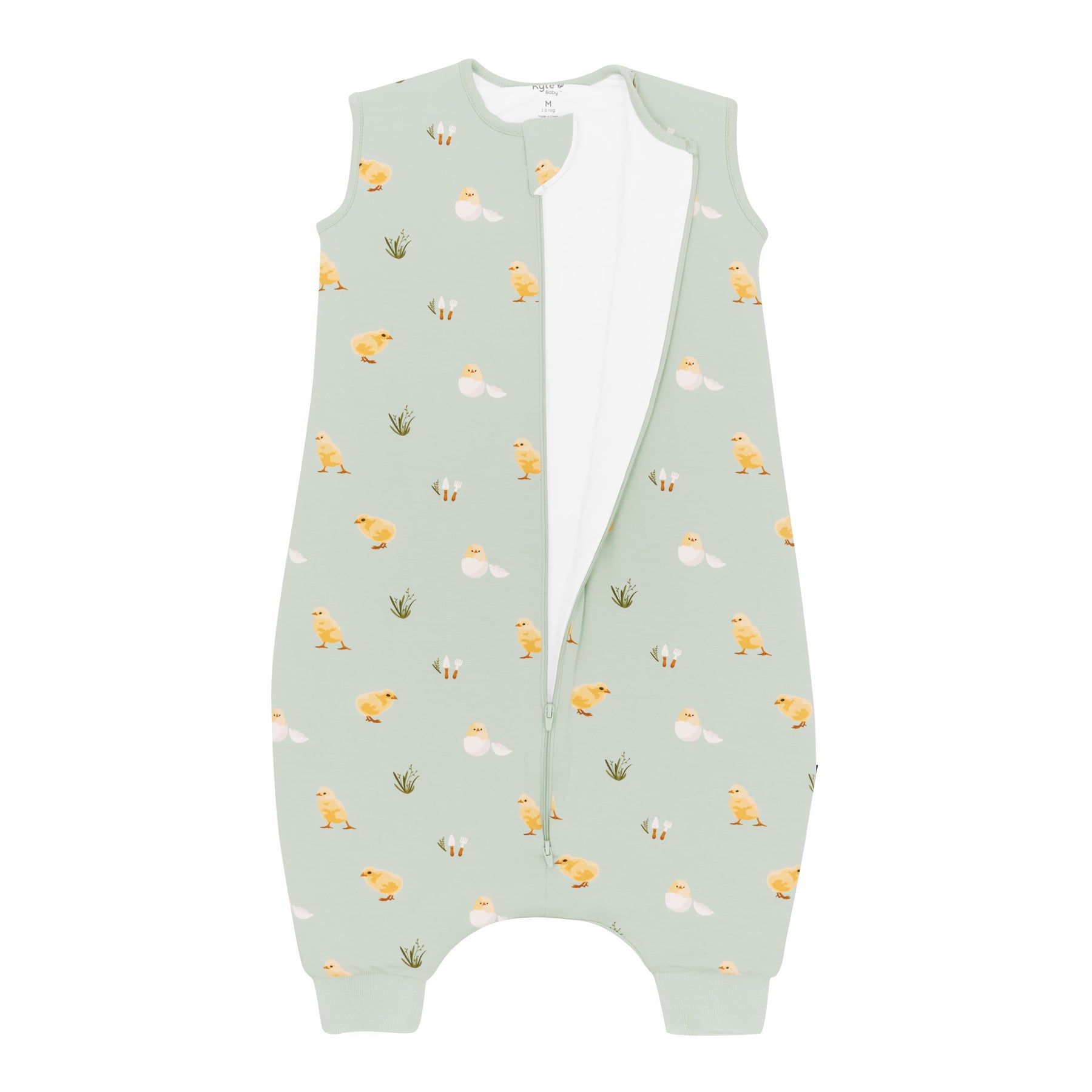 Sleep Bag Walker in Aloe Chick 1.0 shown unzipped