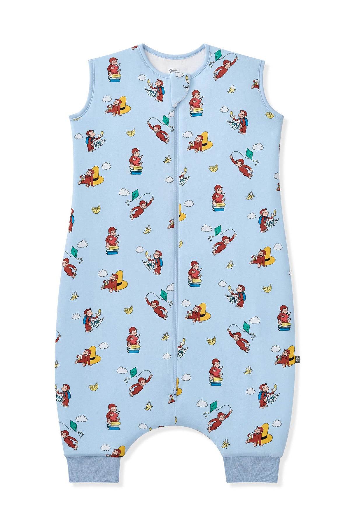 Blue Sleep Bag Walker in Curious George 1.0 print on a white background