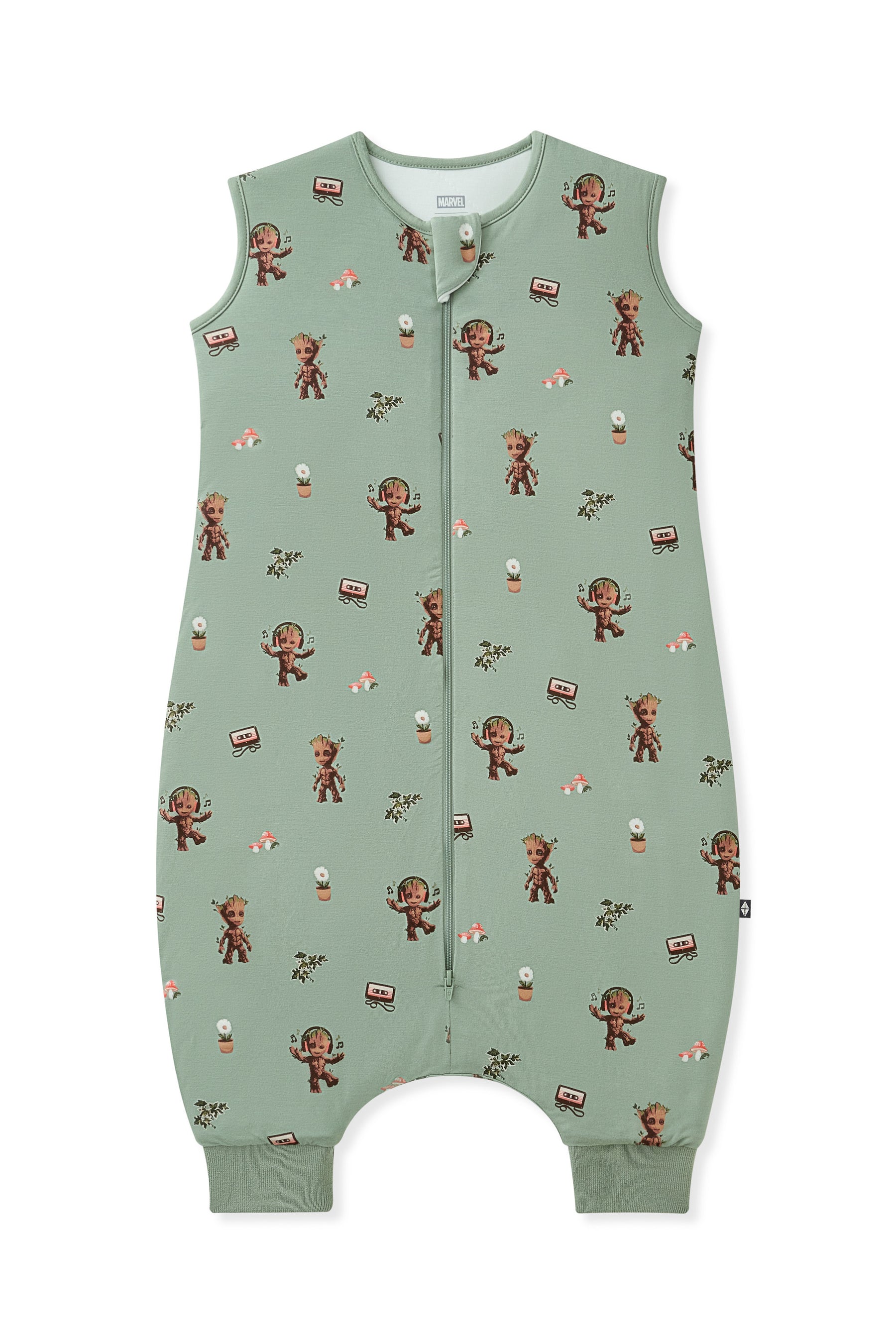 Green Sleep Bag Walker in Groot print on white background