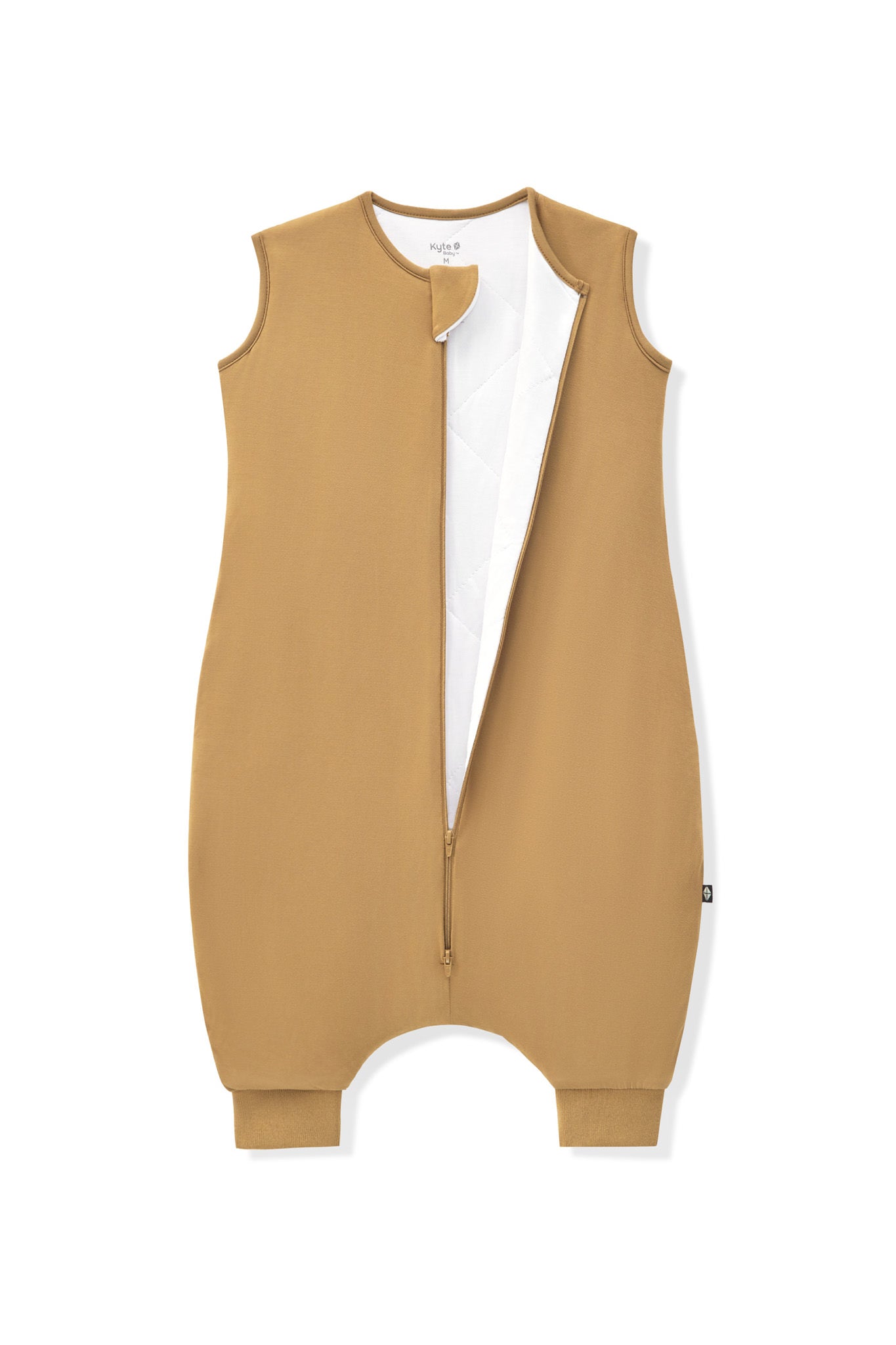 Sleep Bag Walker in Ochre 1.0 shown unzipped on a white background