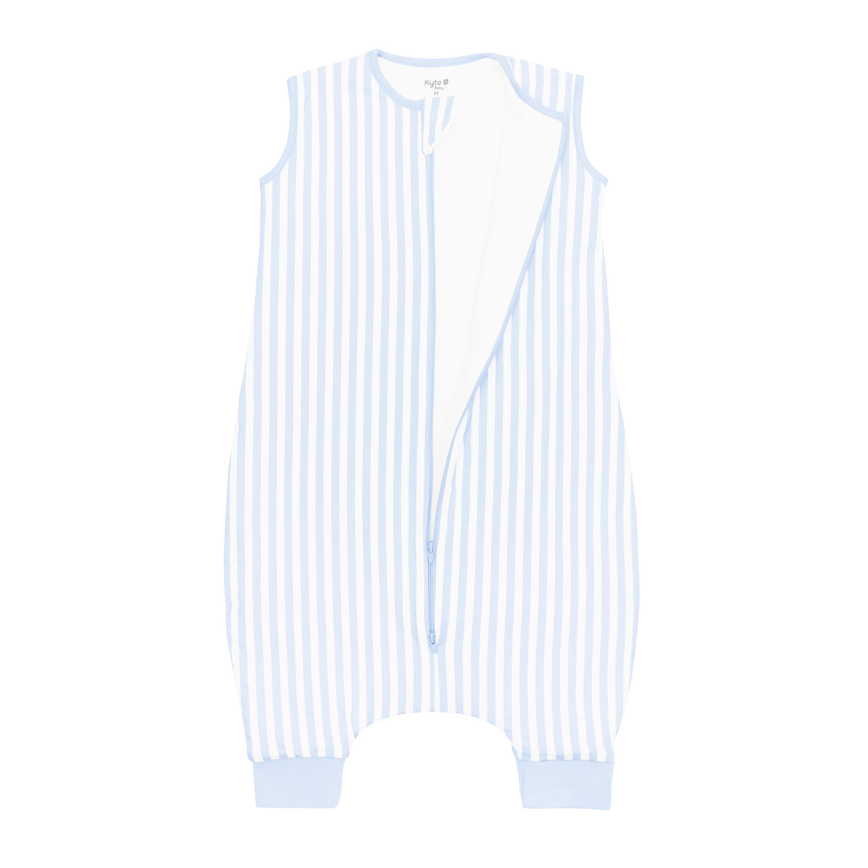 Sleep Bag Walker in Small Mist Stripe 1.0 shown unzipped