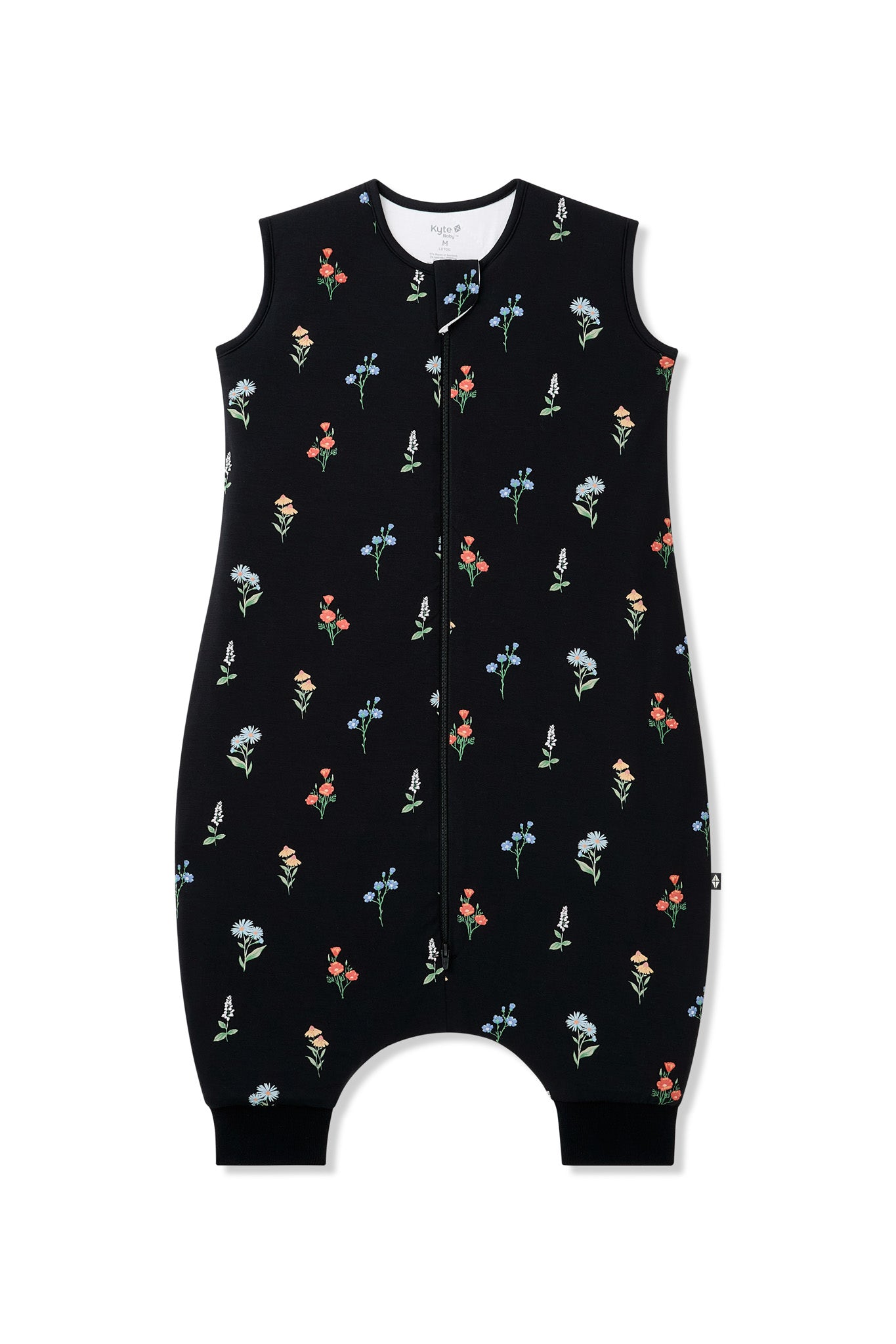 Black Sleep Bag Walker with Wildflower 1.0 print on a white background
