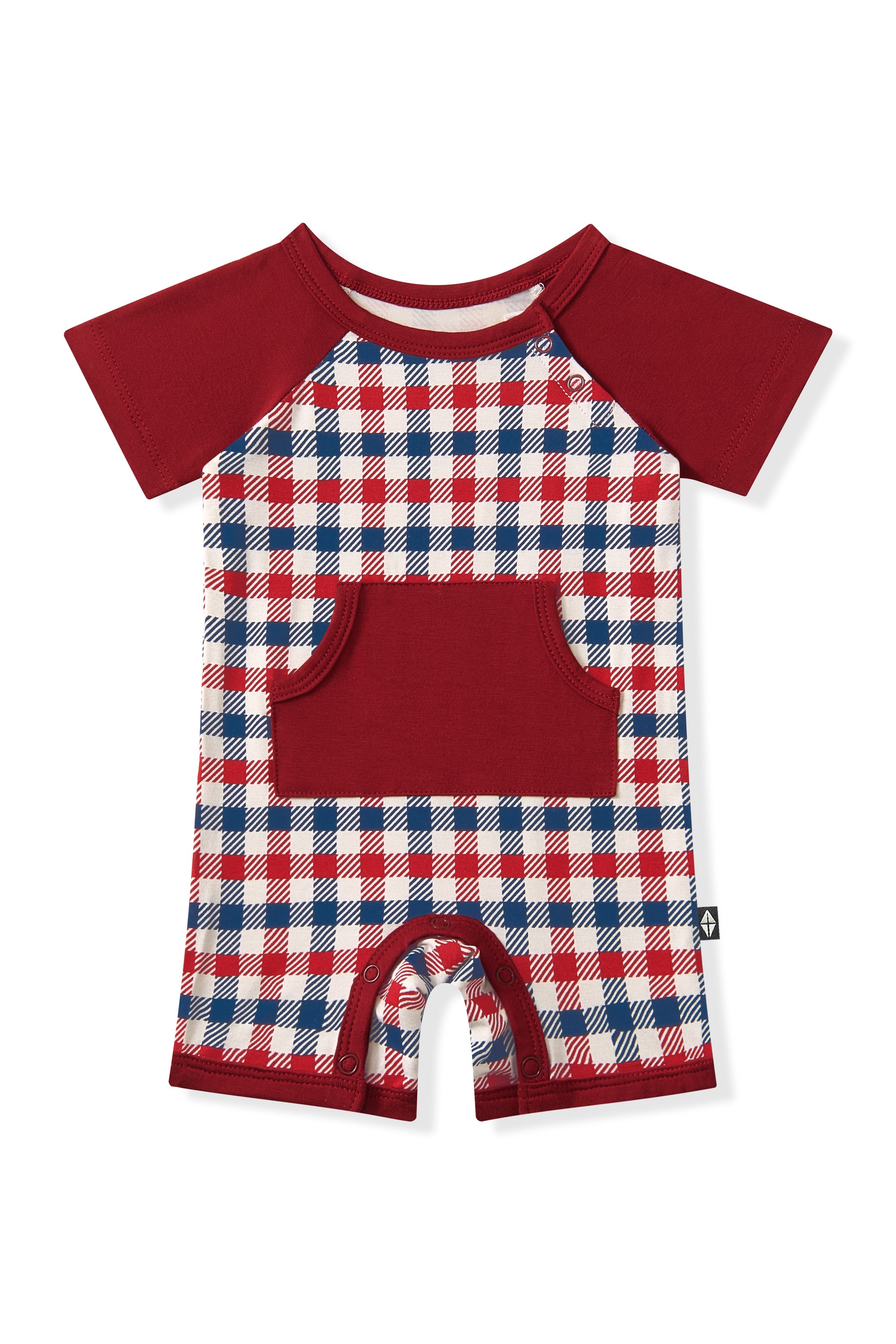 Shortall in red blue and white Patriotic Gingham check print on a white background