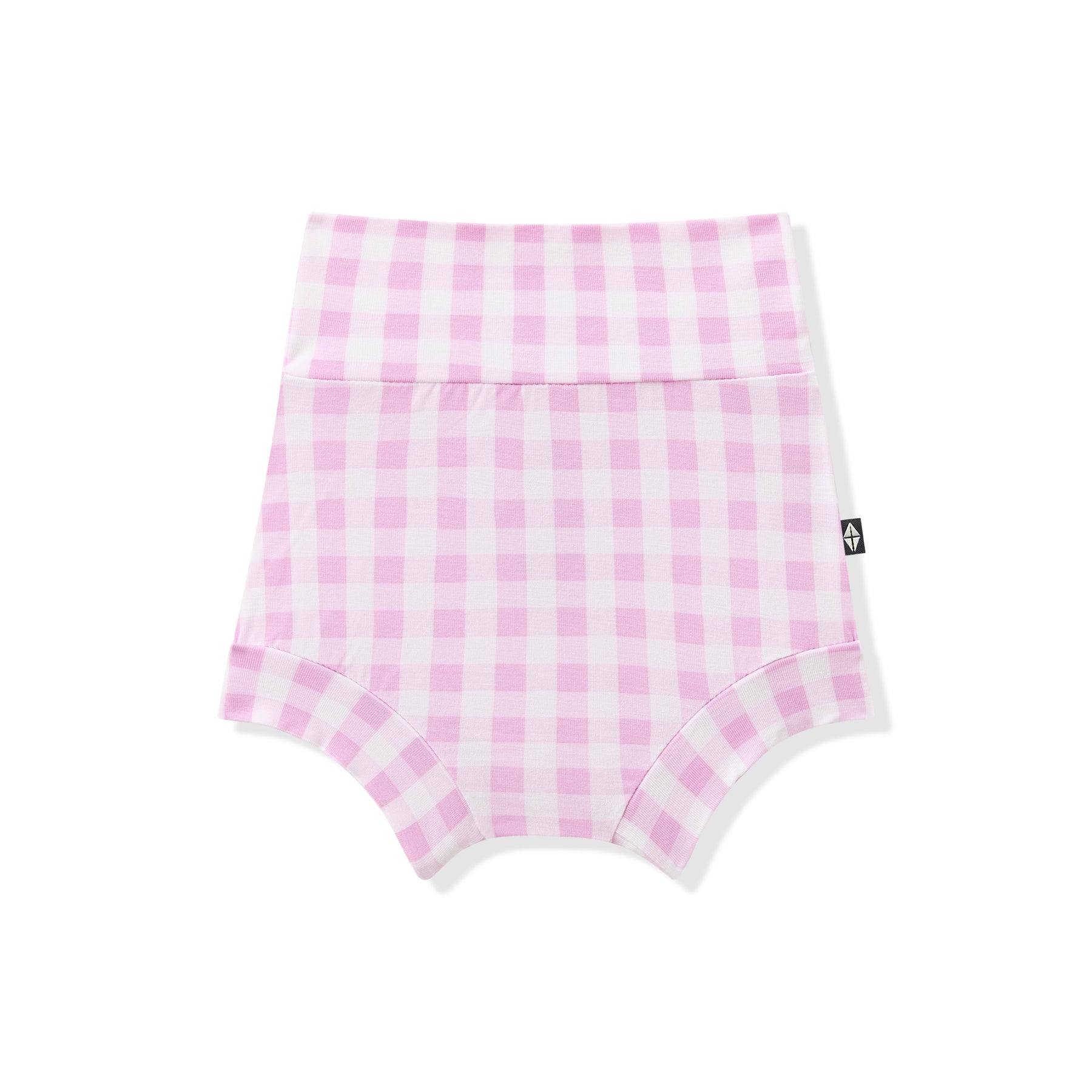 Product photo of the Bummies in Gingham Thistle on a white background