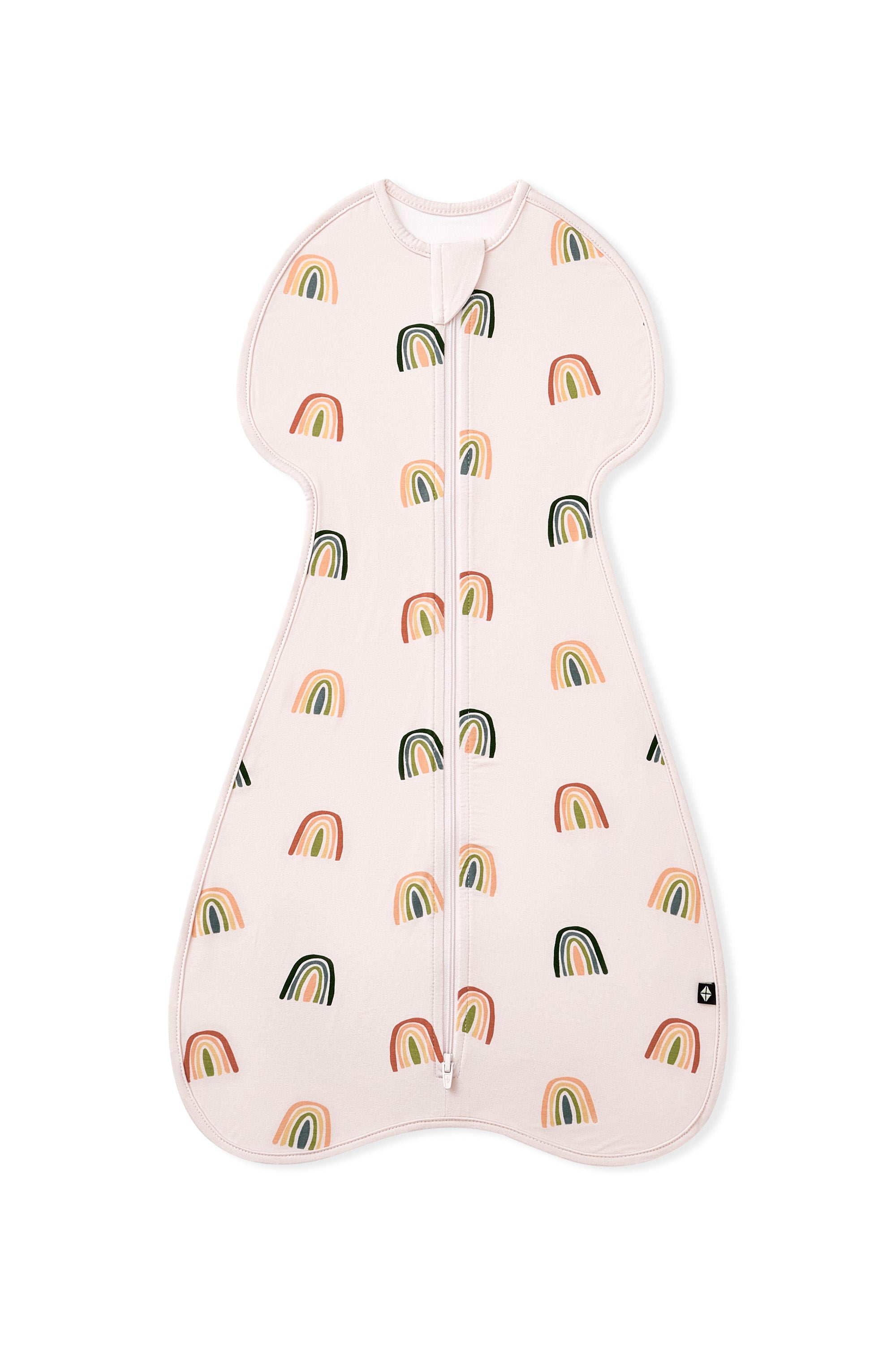 Vanilla Cream Swaddle Bag in Retro Rainbow 0.5 print on a white background