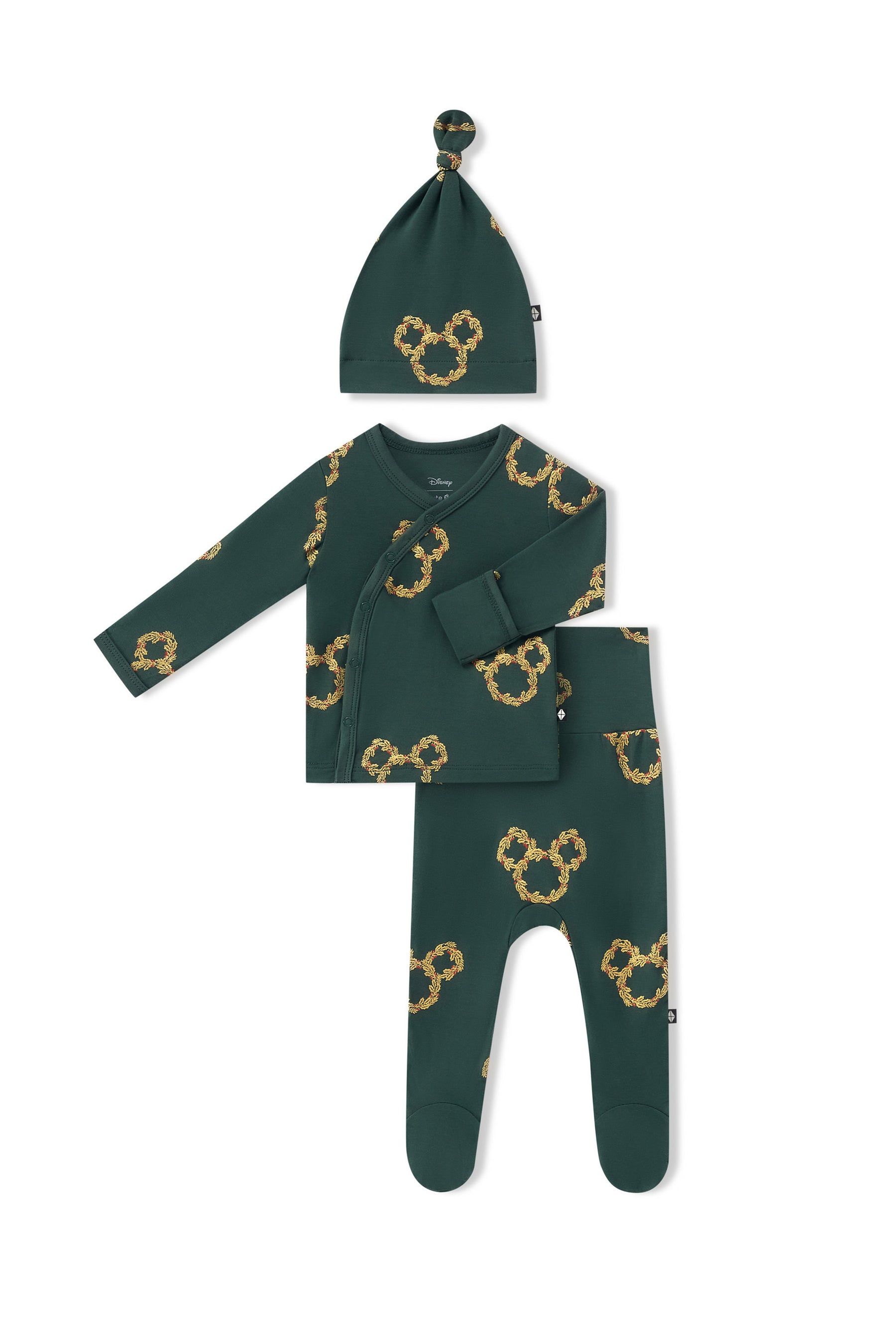 Take Me Home Set with Cap in Mickey Christmas Wreath print on a white background