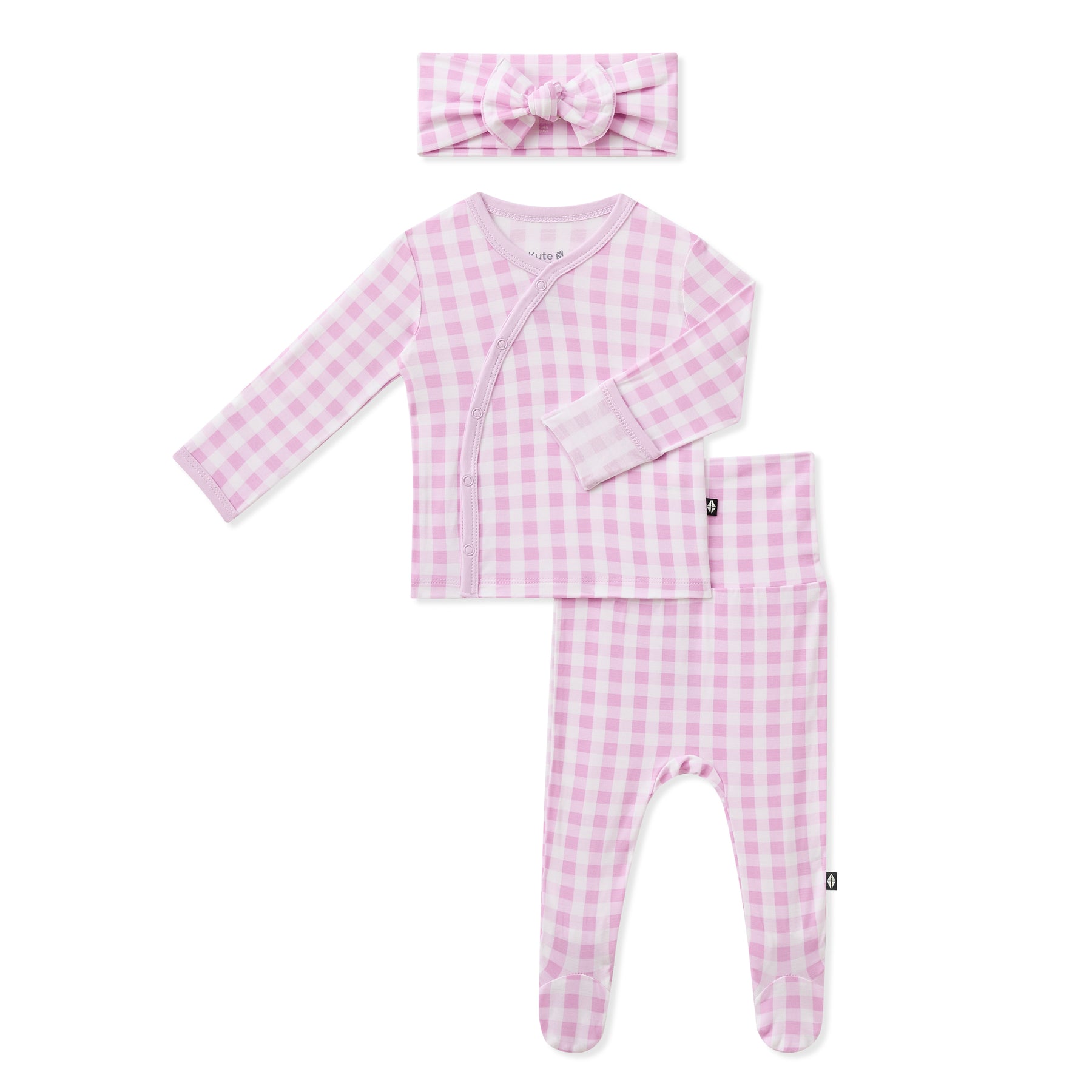 Product photo of the Take Me Home Set with Bow in Gingham Thistle on a white surface