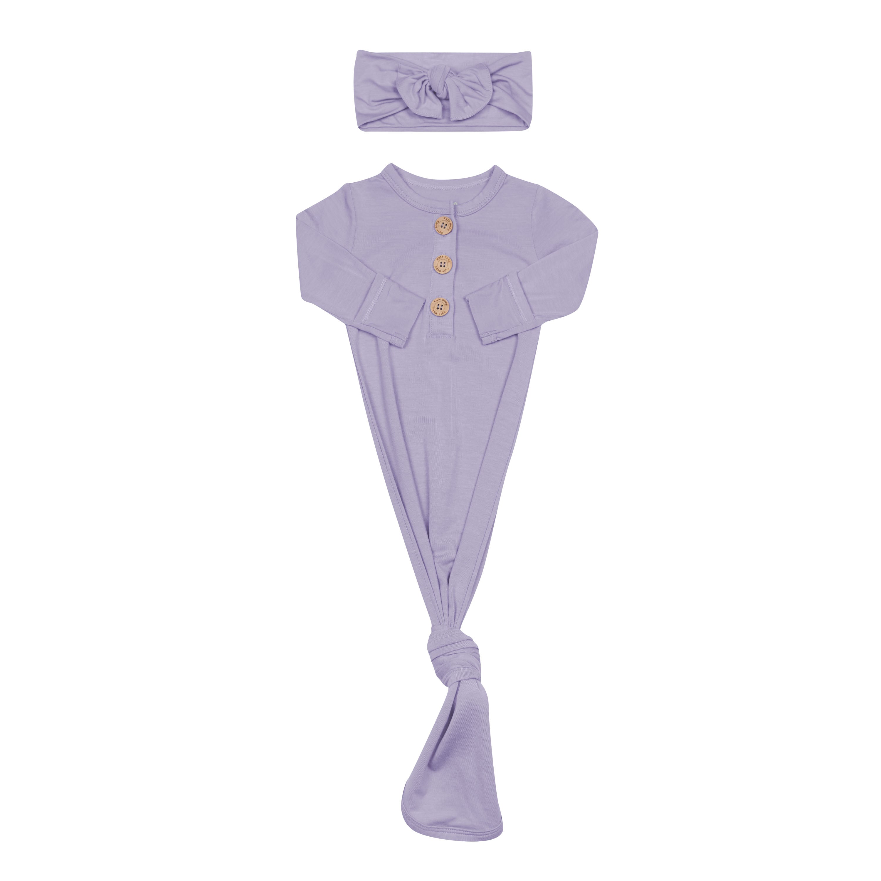 Knotted Gown with Bow Set in Taro for hospital newborn outfit