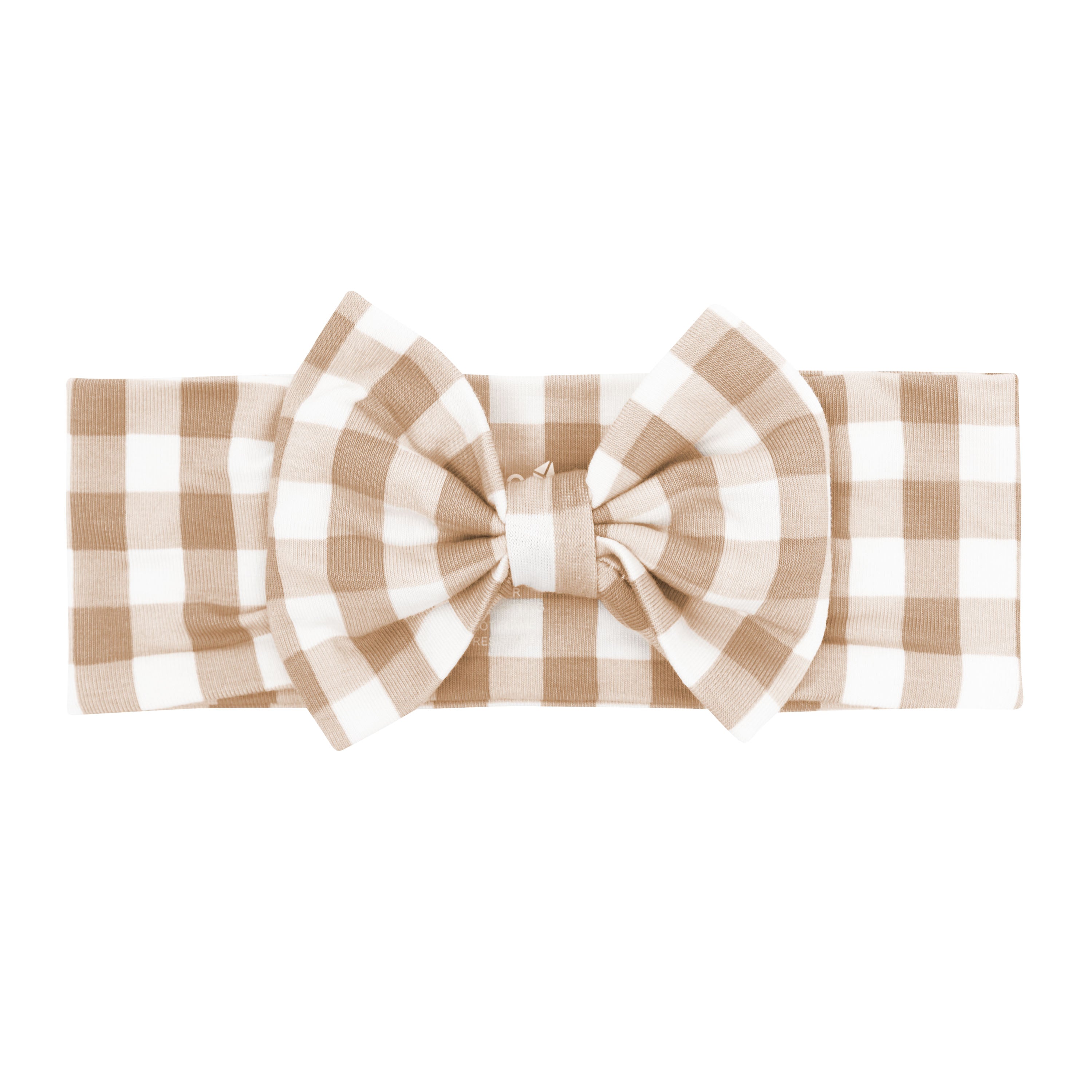 Neutral Bow Headband in Gingham Bisque