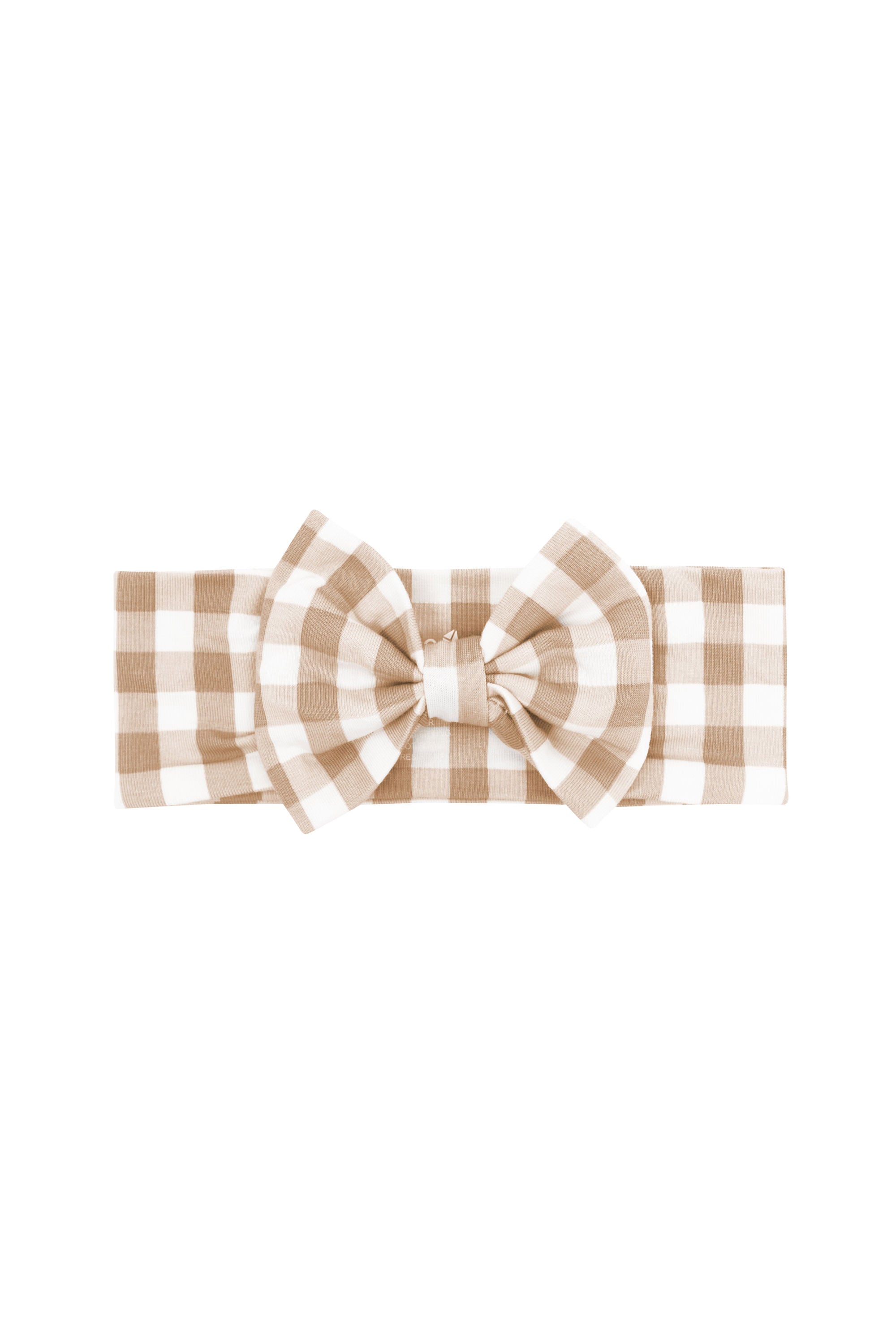Neutral Bow Headband in Gingham Bisque