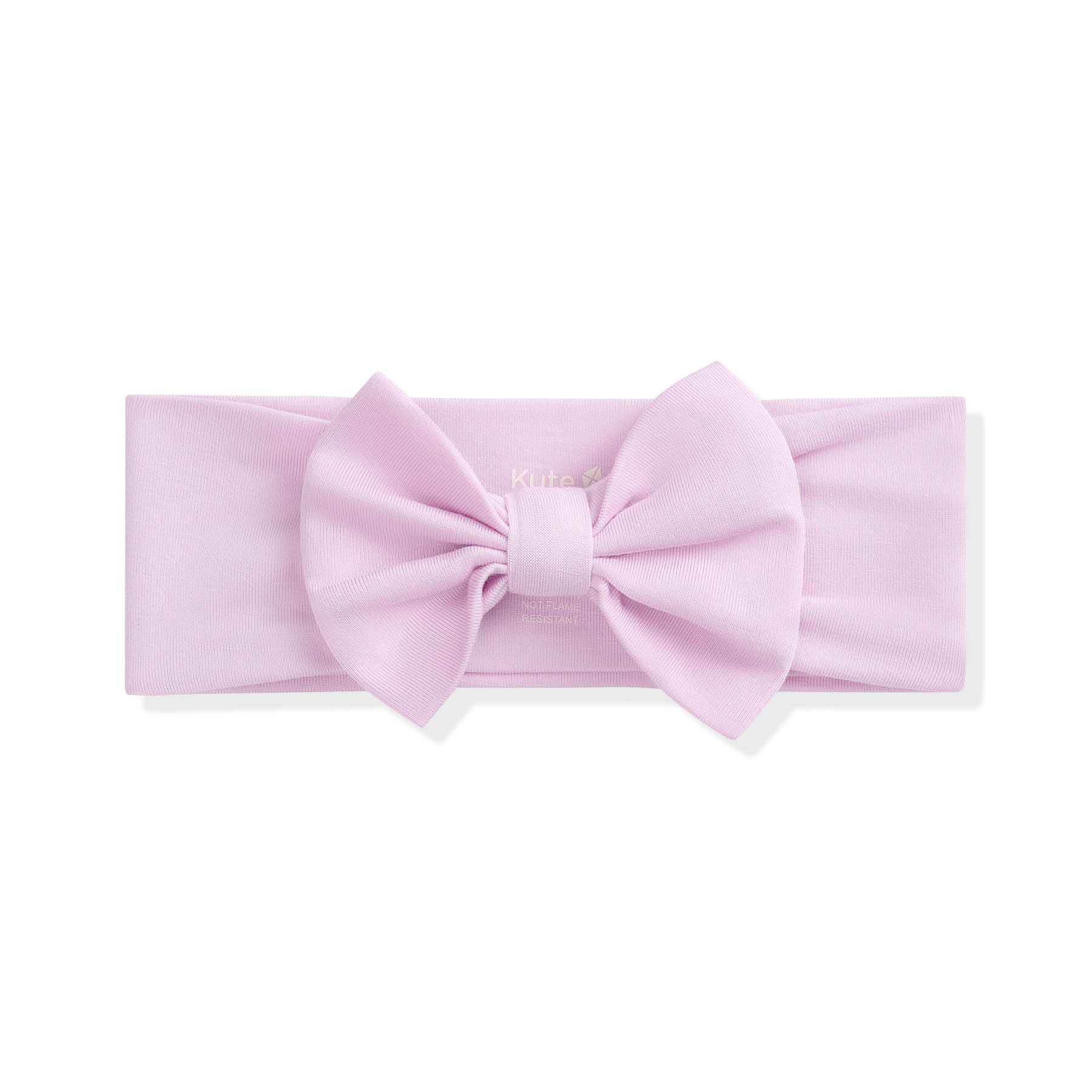 Lavender headband with a large bow on a white background