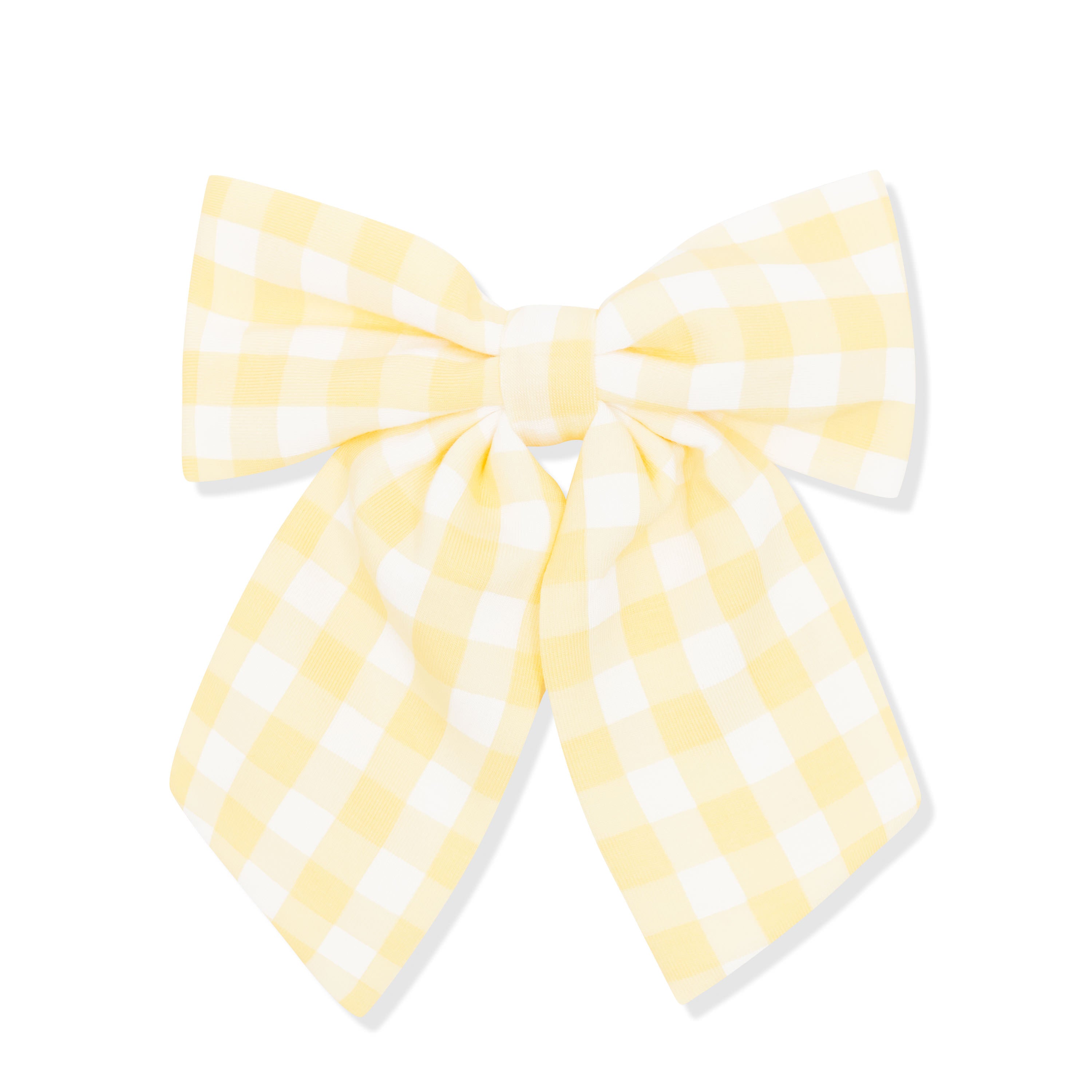 Product photo of the Large Alligator Clip Bow in Gingham Chamomile