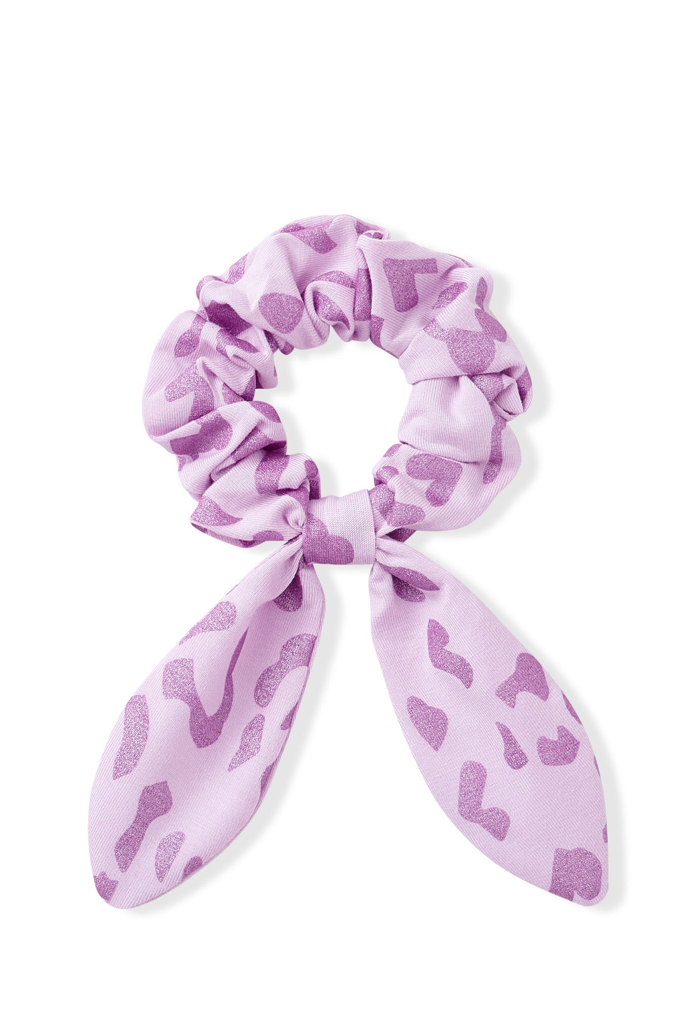 Scrunchie in Thistle Leopard print on white background